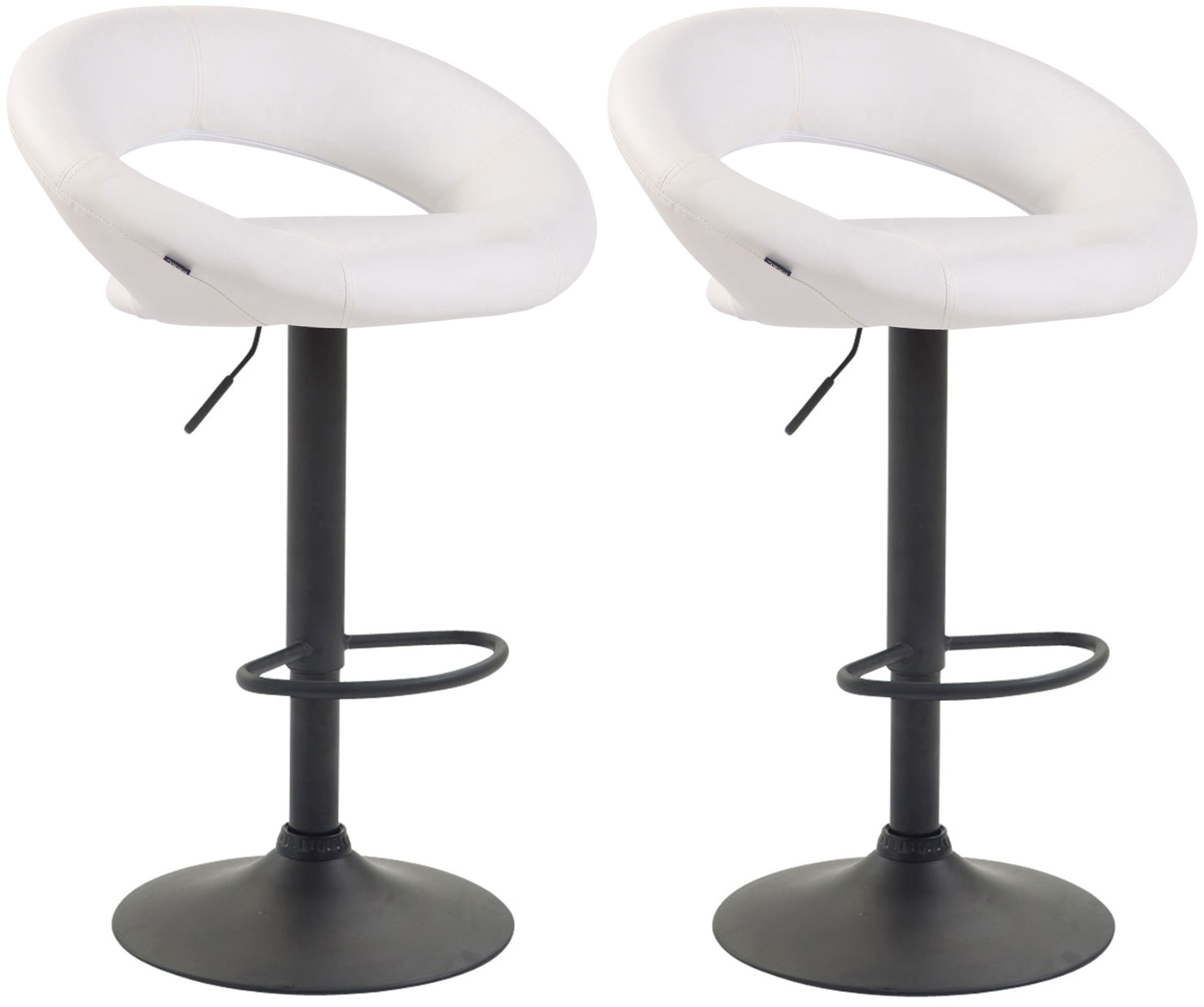 Lot De 2 Tabourets De Bar Olinda Simili Cuir Noir Blanc