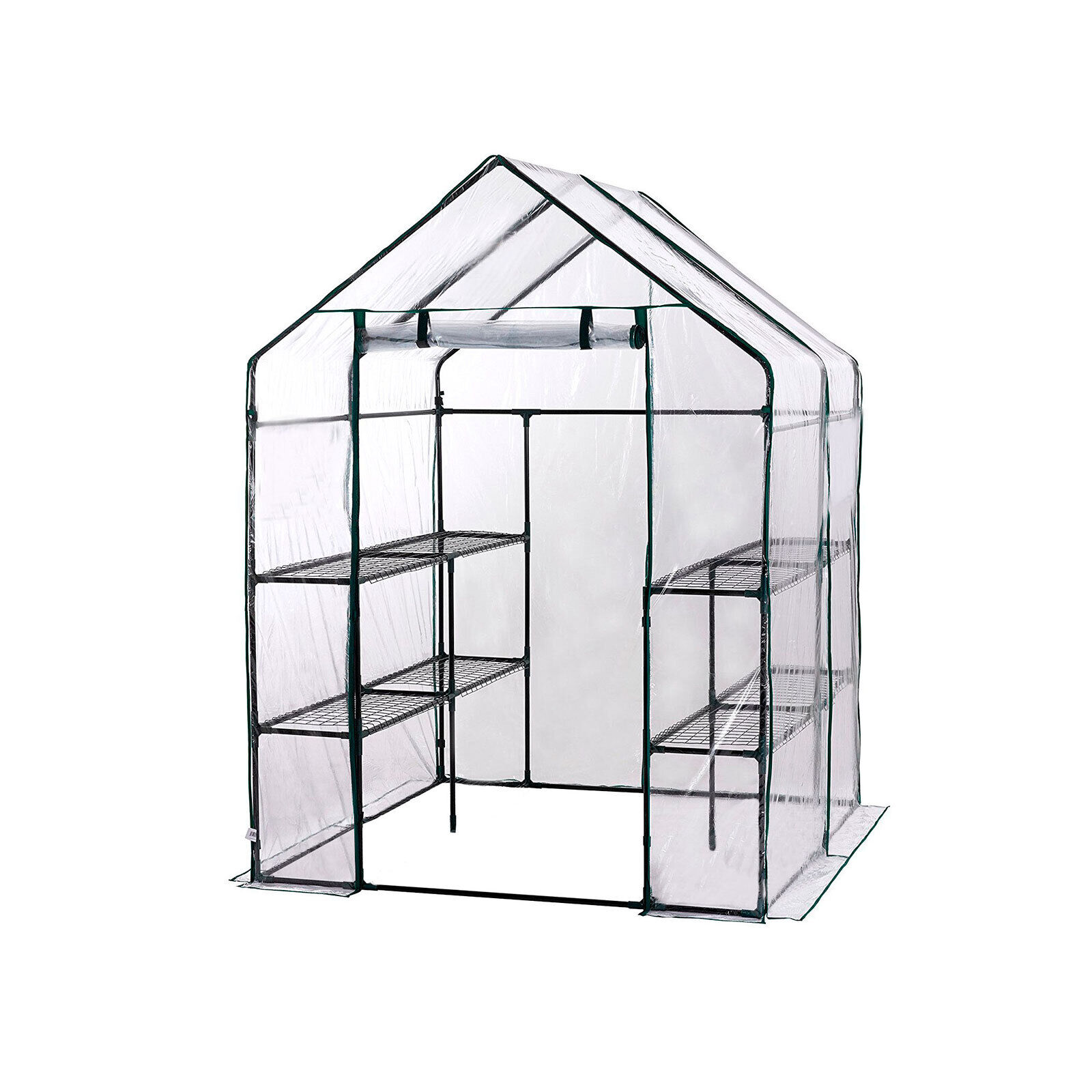 Serre De Jardin Pvc/acier Gardiun New Leaf 4 Étagères 143x143x195 Cm Vert Fermeture Éclair
