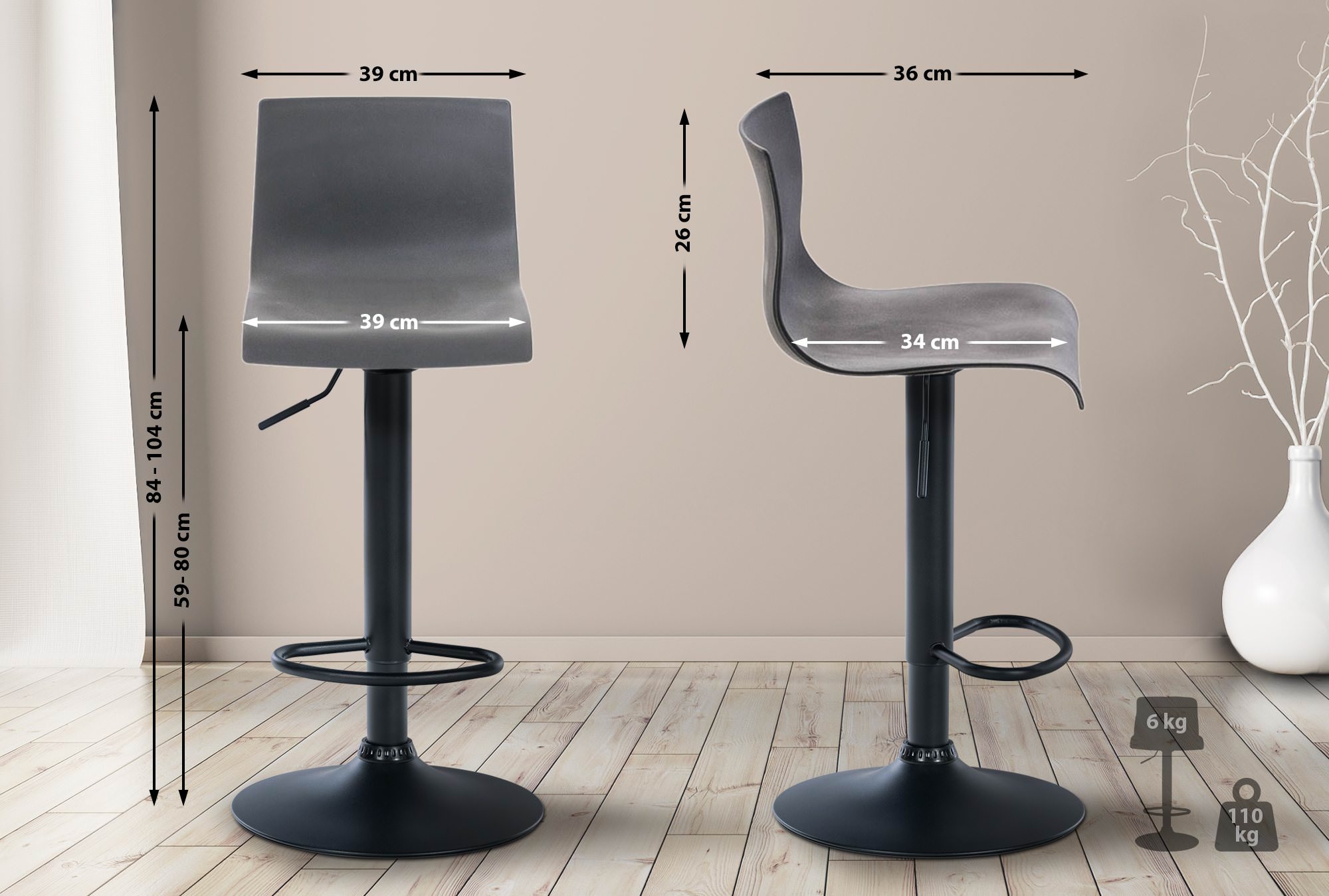 Tabouret De Bar Hoover B Gris