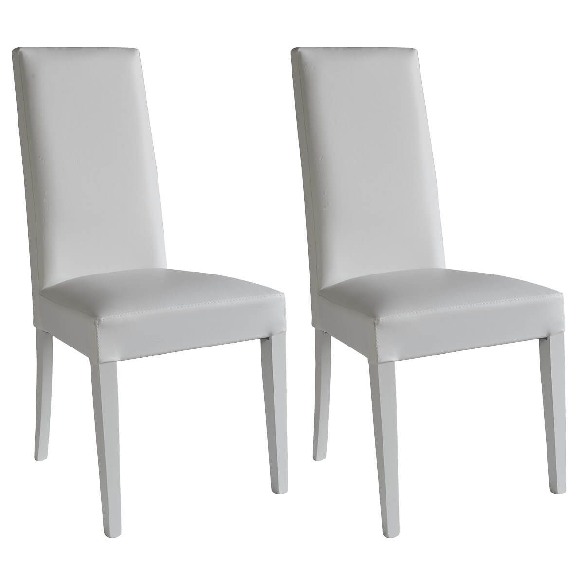 Torino - Lot De 2 Chaises Simili Blanc Et Pieds Laqués