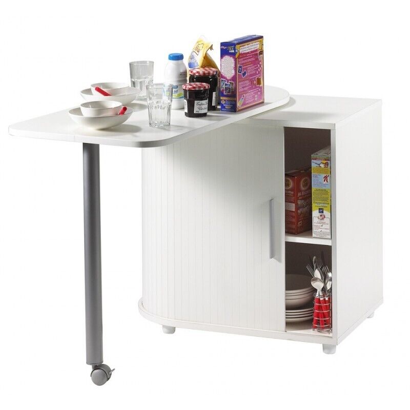 Table Pivotante Beaux Meubles Pas Chers 360° Roulettes Blanc