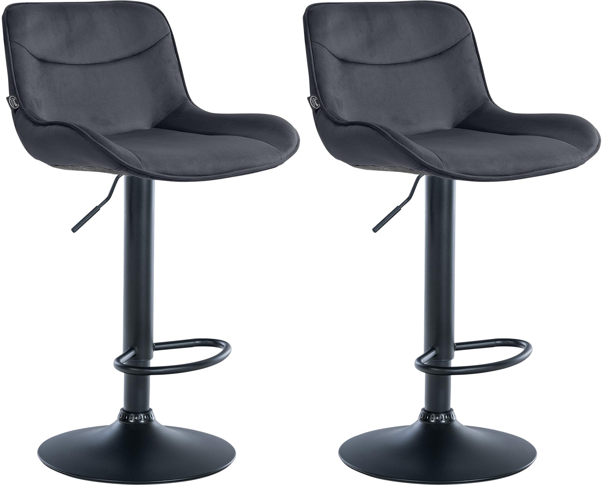 Lot De 2 Tabourets De Bar Vonore Velours Noir Noir