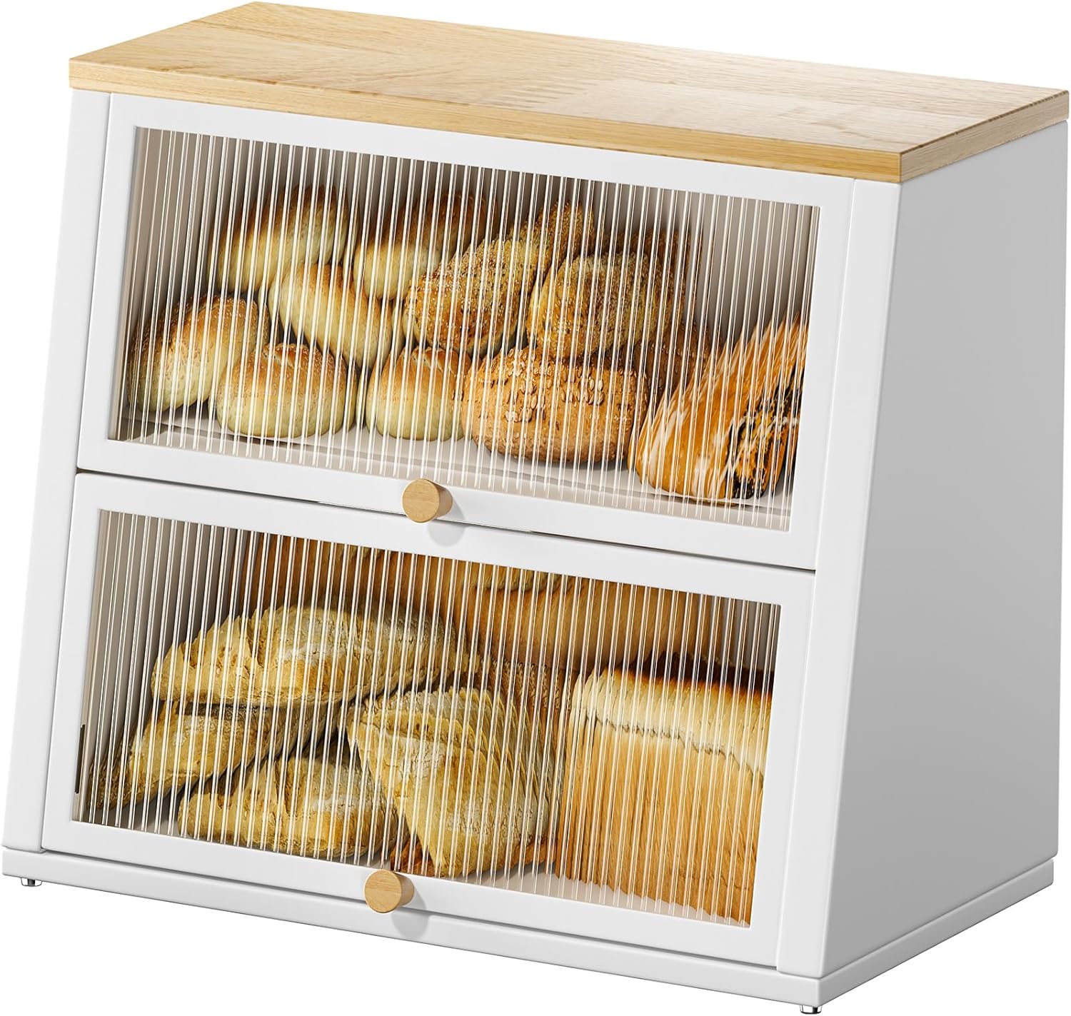 Grande Boîte À Pain À Deux Couches Pour Cuisine Blanc