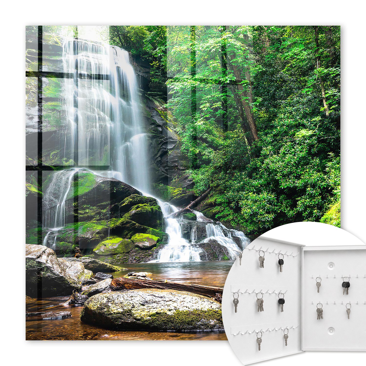 Armoire À Clés - (30 Cm X 30 Cm) - Boîte À Clés Murale - Coffret De Rangement Pour Clés - Couleur Blanche - Ouverture Vers La Gauche - Pour Maison Et Bureau - Oasis Naturelle
