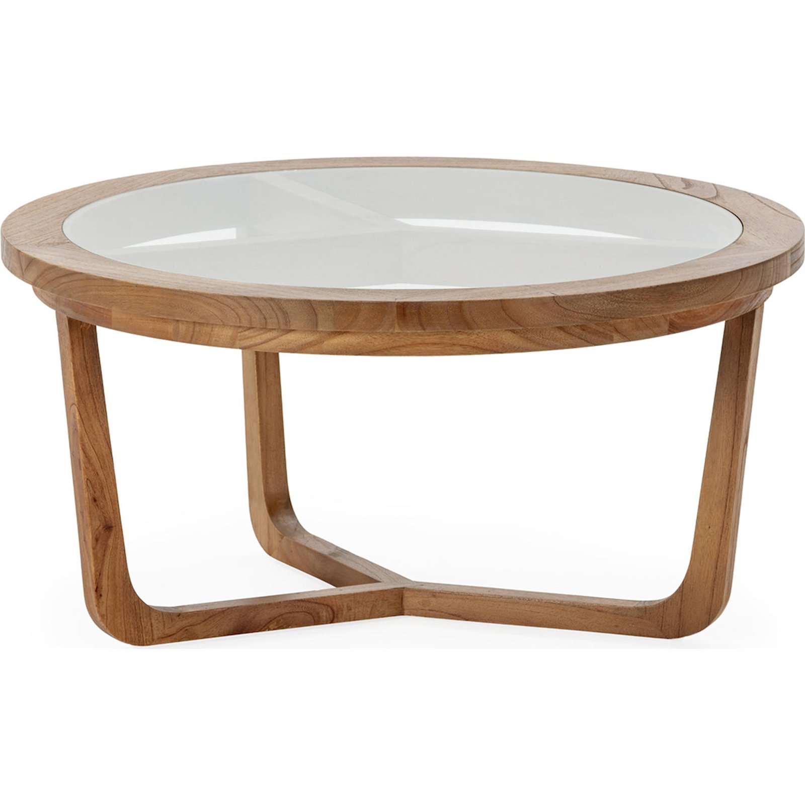 Table Basse Bois De Cèdre Naturel Avec Plateau En Verre - Bois De Cèdre Naturel Et Verre Transparent