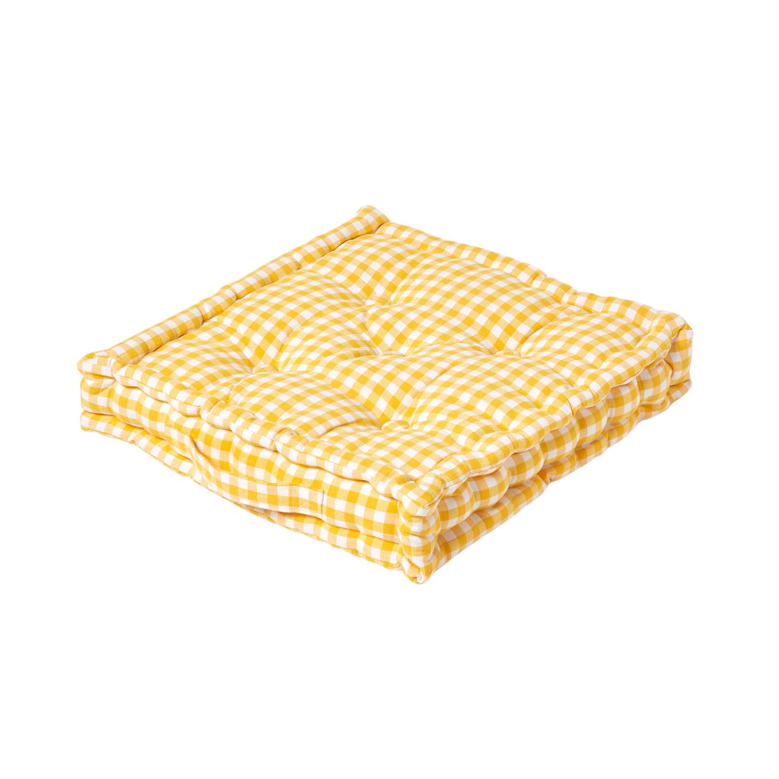 Coussin De Sol Jaune Carreaux Vichy 40x40cm - Homescapes