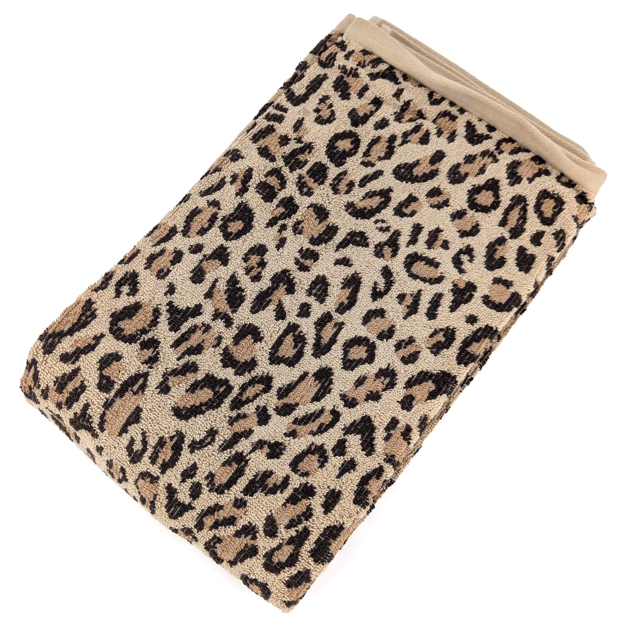 Drap De Douche En Pur Coton 70x140 Cm Collection Leopard Beige