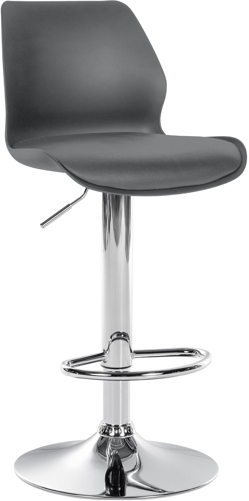 Tabouret De Bar X1 Avec Repose-pieds Hauteur Réglable Pivotant En Pvc Et Plastique Gris 10_0004905