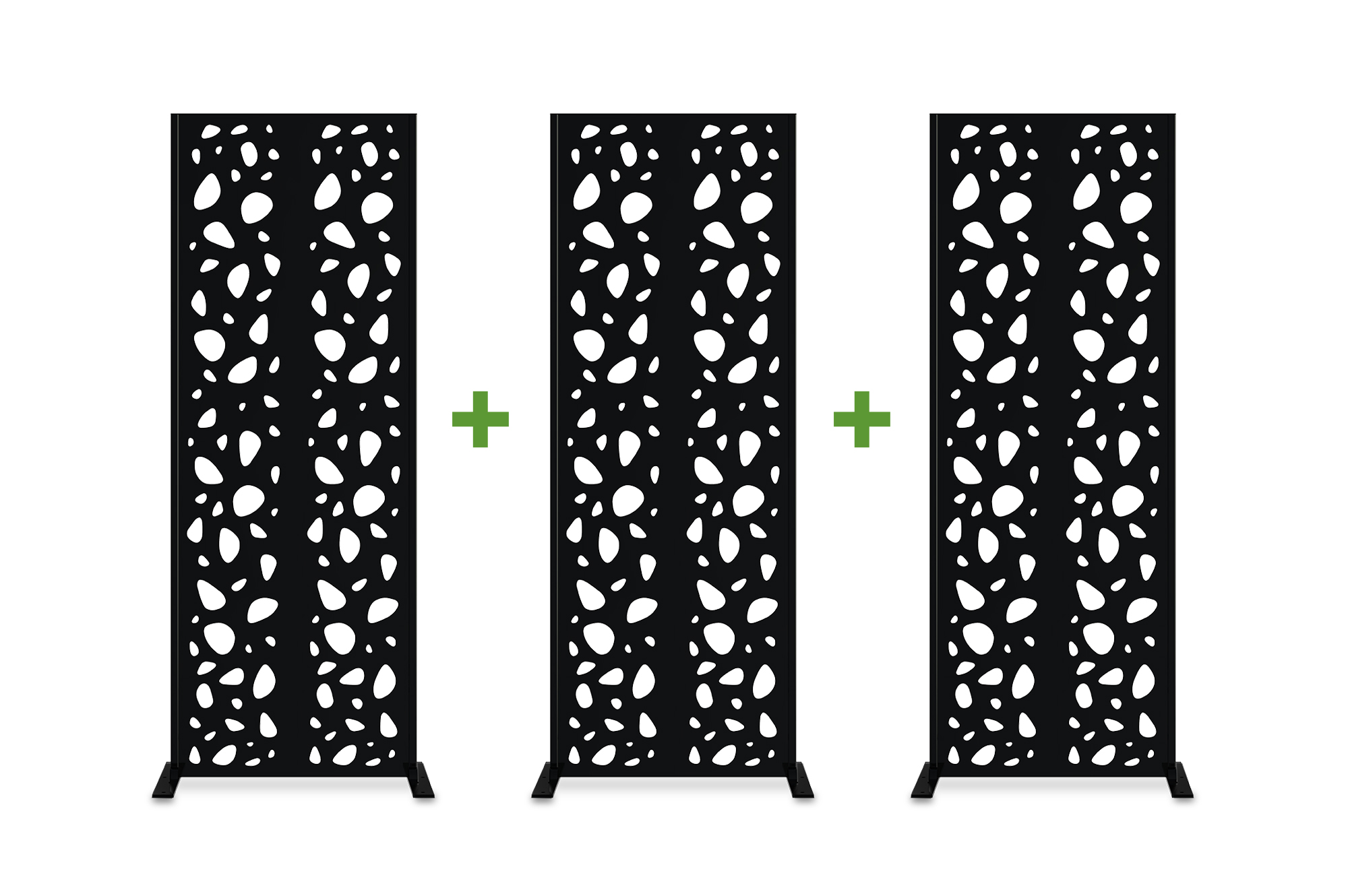 Casanoov Lot De 3 Panneaux Décoratifs Sunny Noir H.160 Cm Motifs Sur Les Côtés