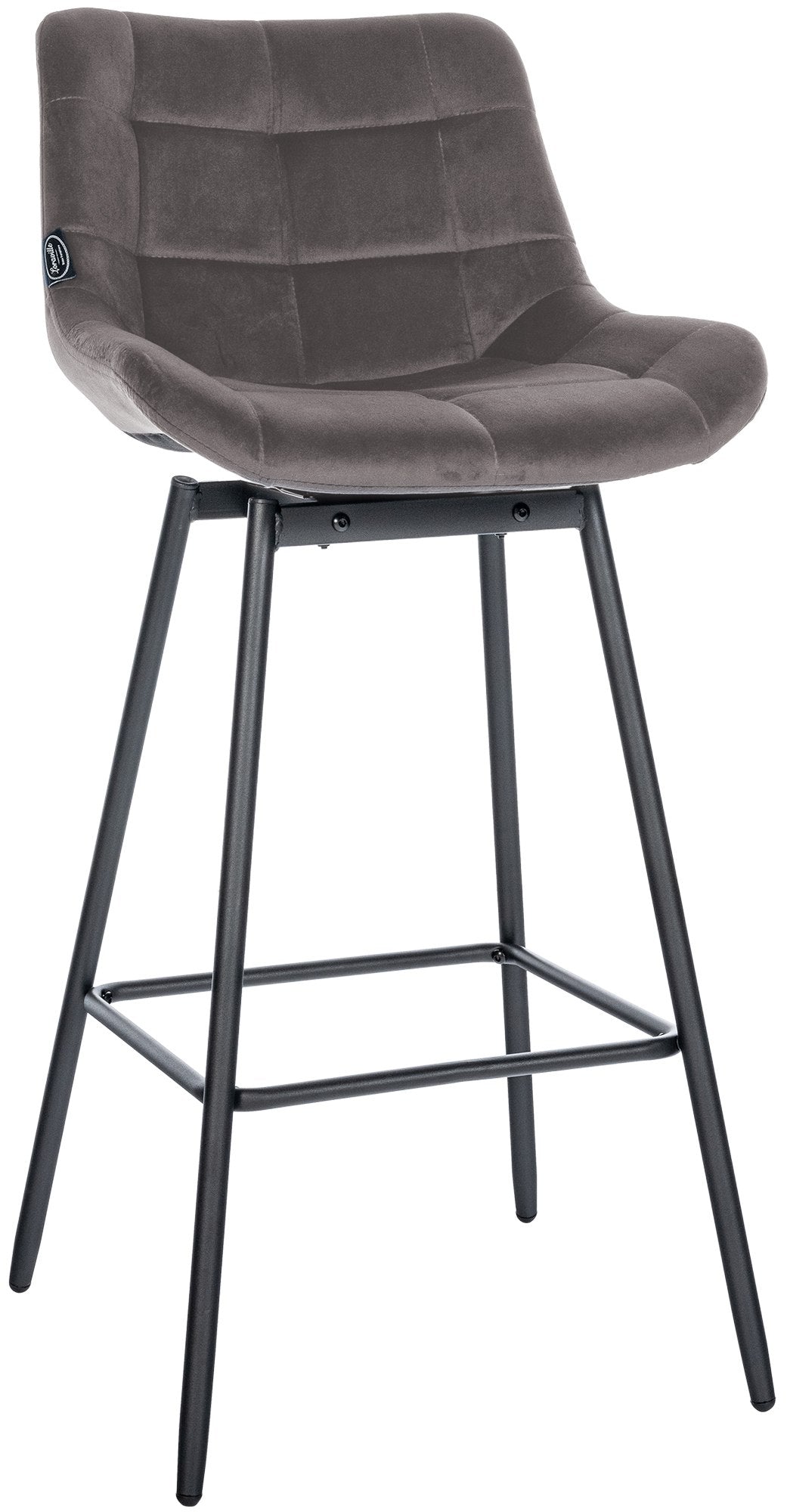 Tabouret De Bar Pivotant X1 Avec Repose-pieds Revêtement En Velours Gris Piètement À Quatre 10_0005474