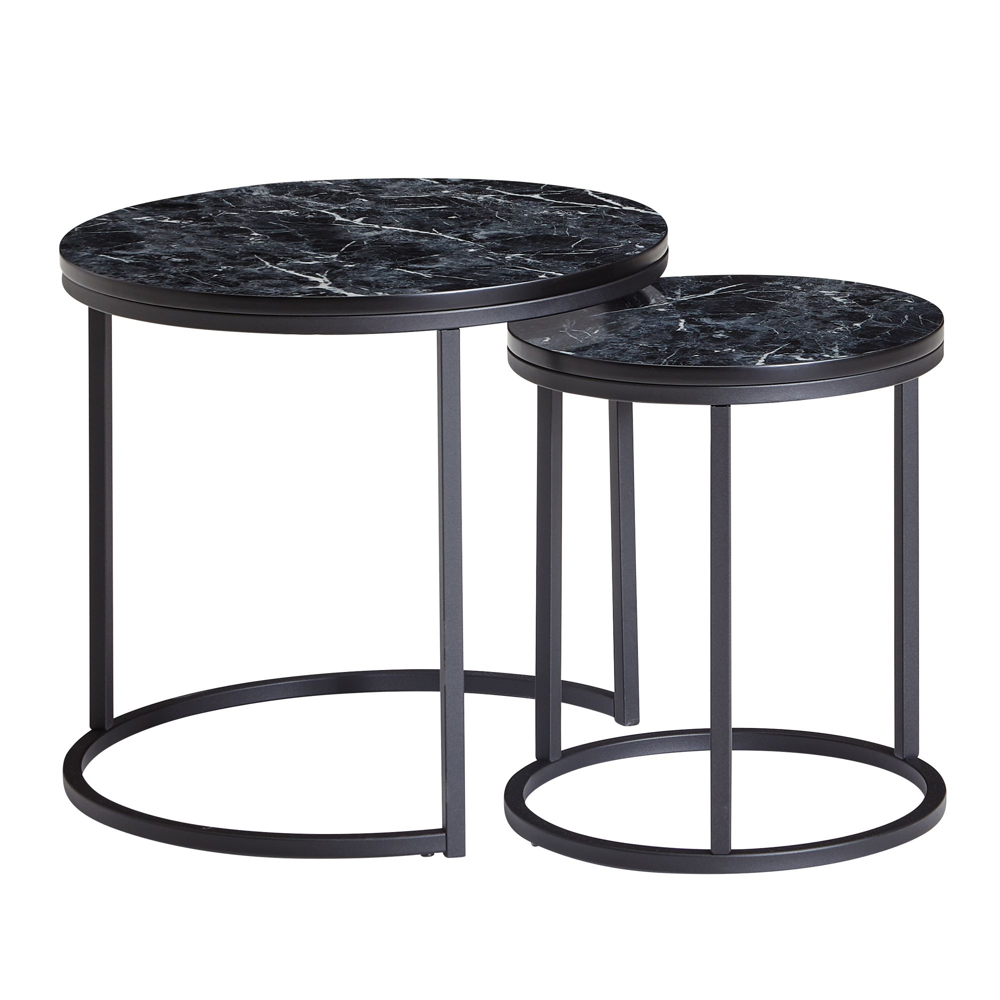 Finebuy Table D'appoint Lot De 2 Effet Marbré Table Basse De Salon Ronde Moderne