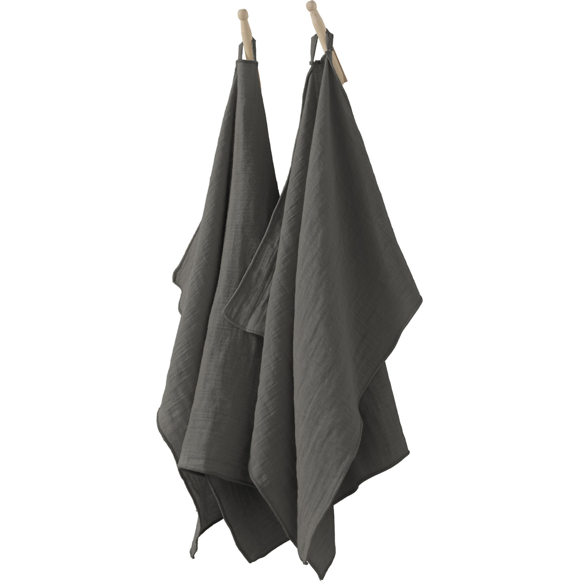 Lot De 2 Essuie-mains 50x70 Cm Gaze De Coton Granit