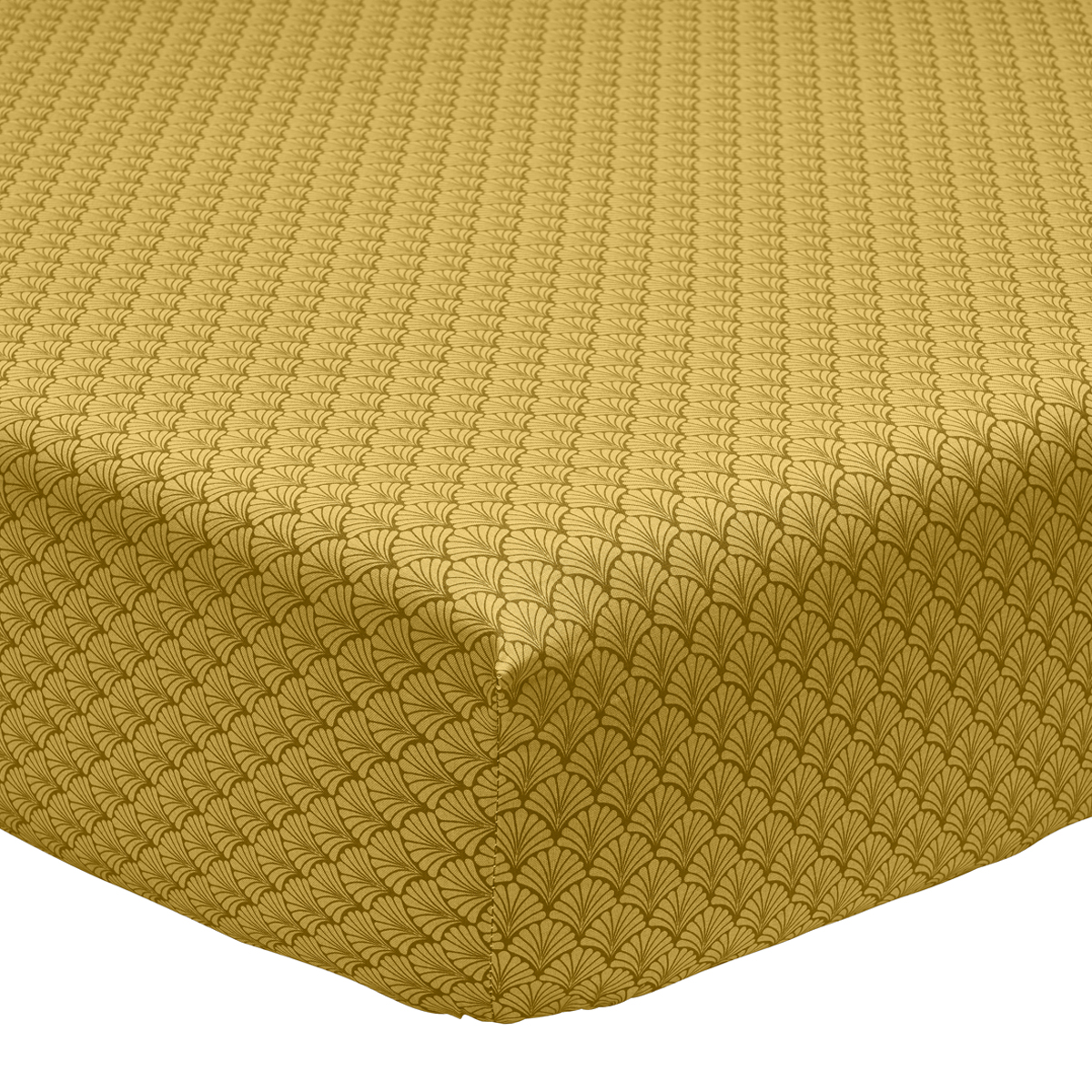 Drap Housse Imprimé En Viscose De Bambou, Camille - 90 X 190 Cm - Jaune Curry