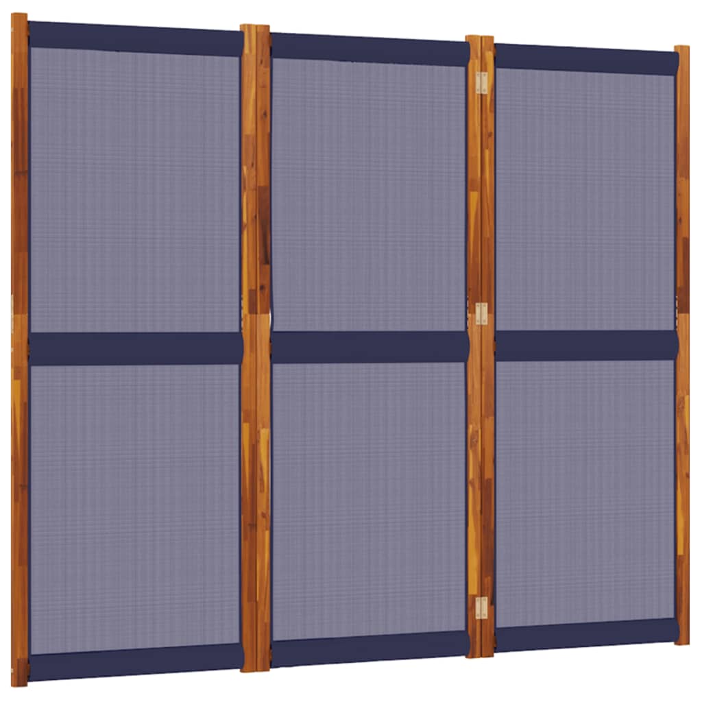 Paravent Séparateur De Pièce Cloison 3 Panneaux 210 X 180 Cm Textilène Bleu Et Dec030761