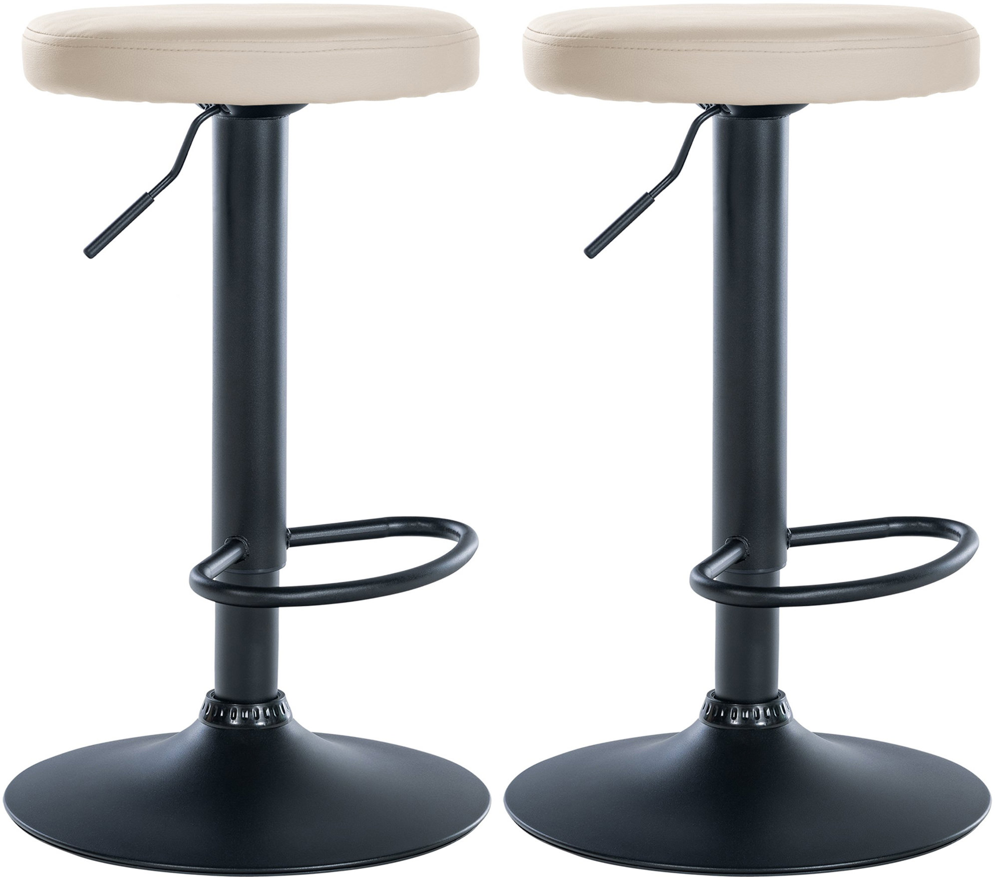 Lot De 2 Tabourets De Bar Ponte Simili Cuir Noir Crème