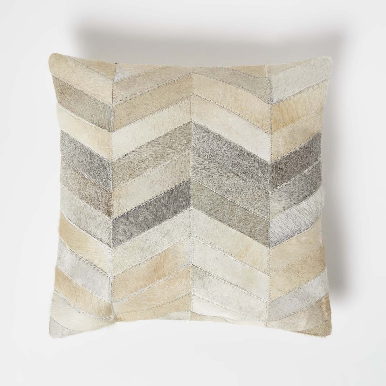 Coussin En Peau Véritable À Motif Chevron, 45x45cm - Homescapes