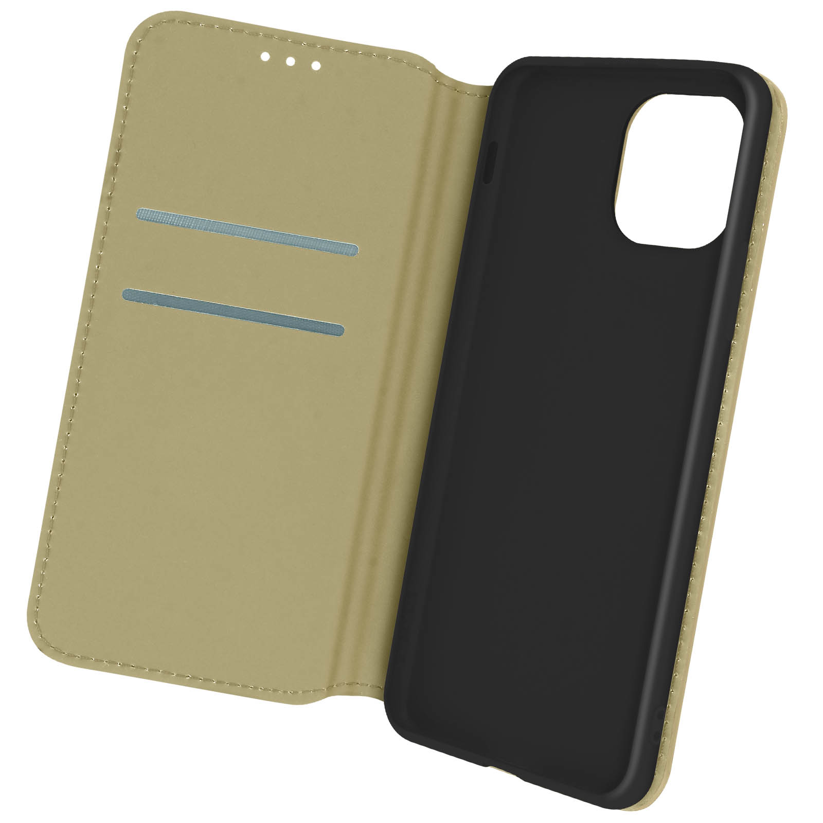 Housse Folio Pour Iphone 12 Et 12 Pro Portefeuille Fonction Support Vidéo Dorée