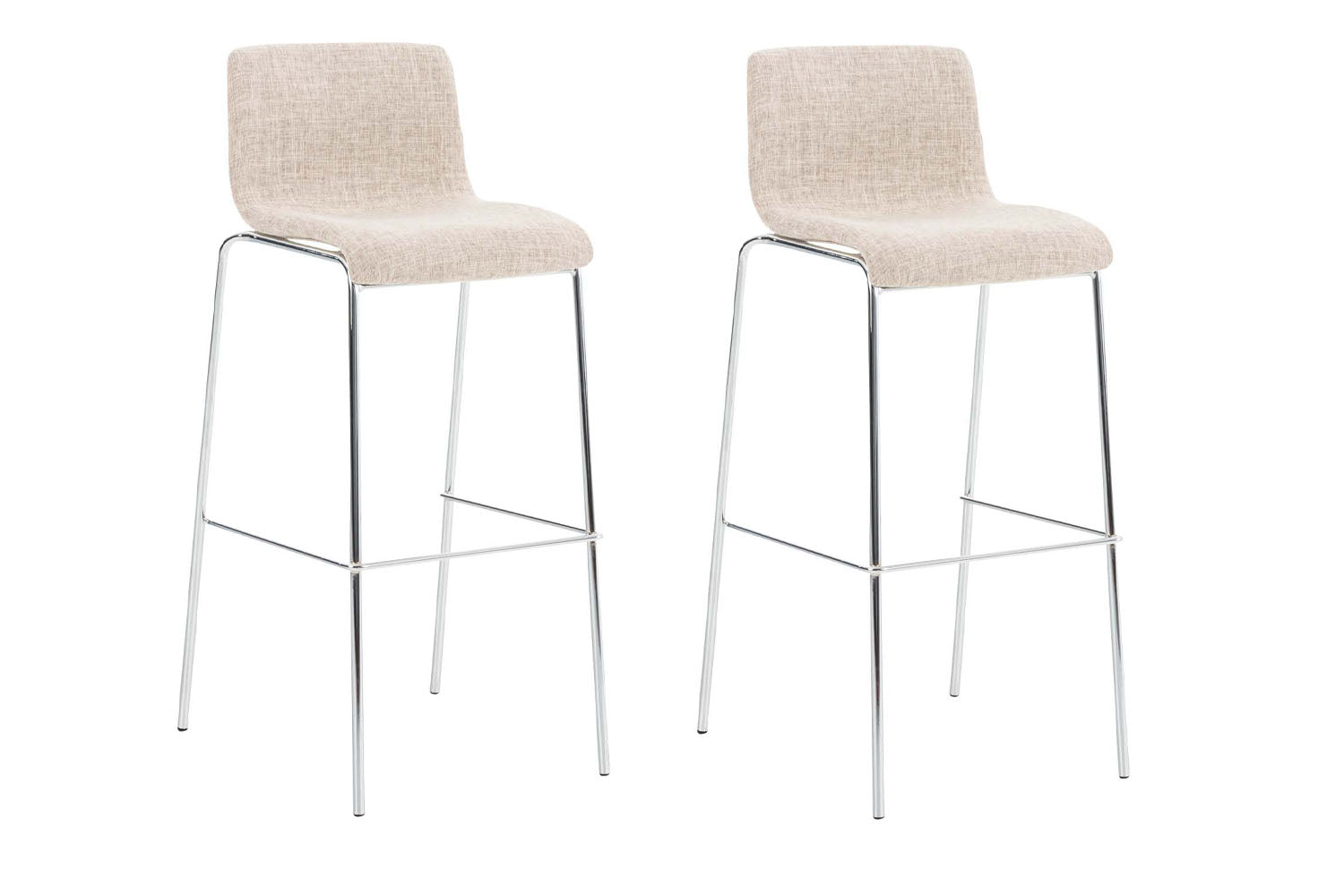 Lot De 2 Tabourets De Bar Avec Repose-pieds Dossier Incurvé En Tissu Crème Et 10_0004193