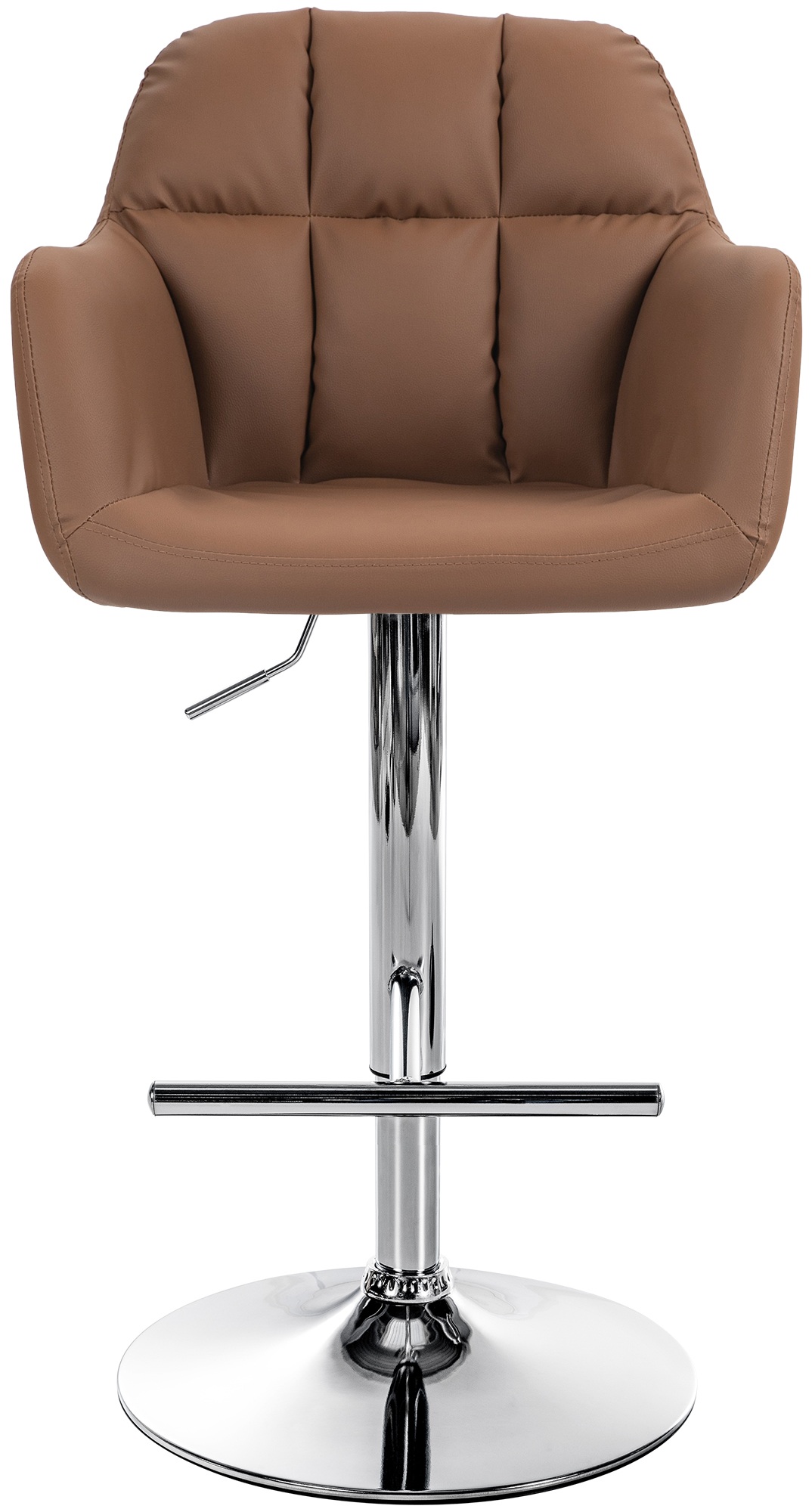 Tabouret De Bar Natoma Simili Cuir Chromé Marron Clair