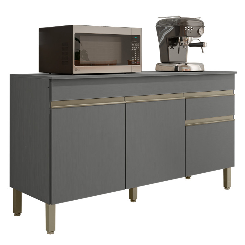Buffet Bas Beaux Meubles Pas Chers Line 3 Portes 1 Tiroir Gris Bois