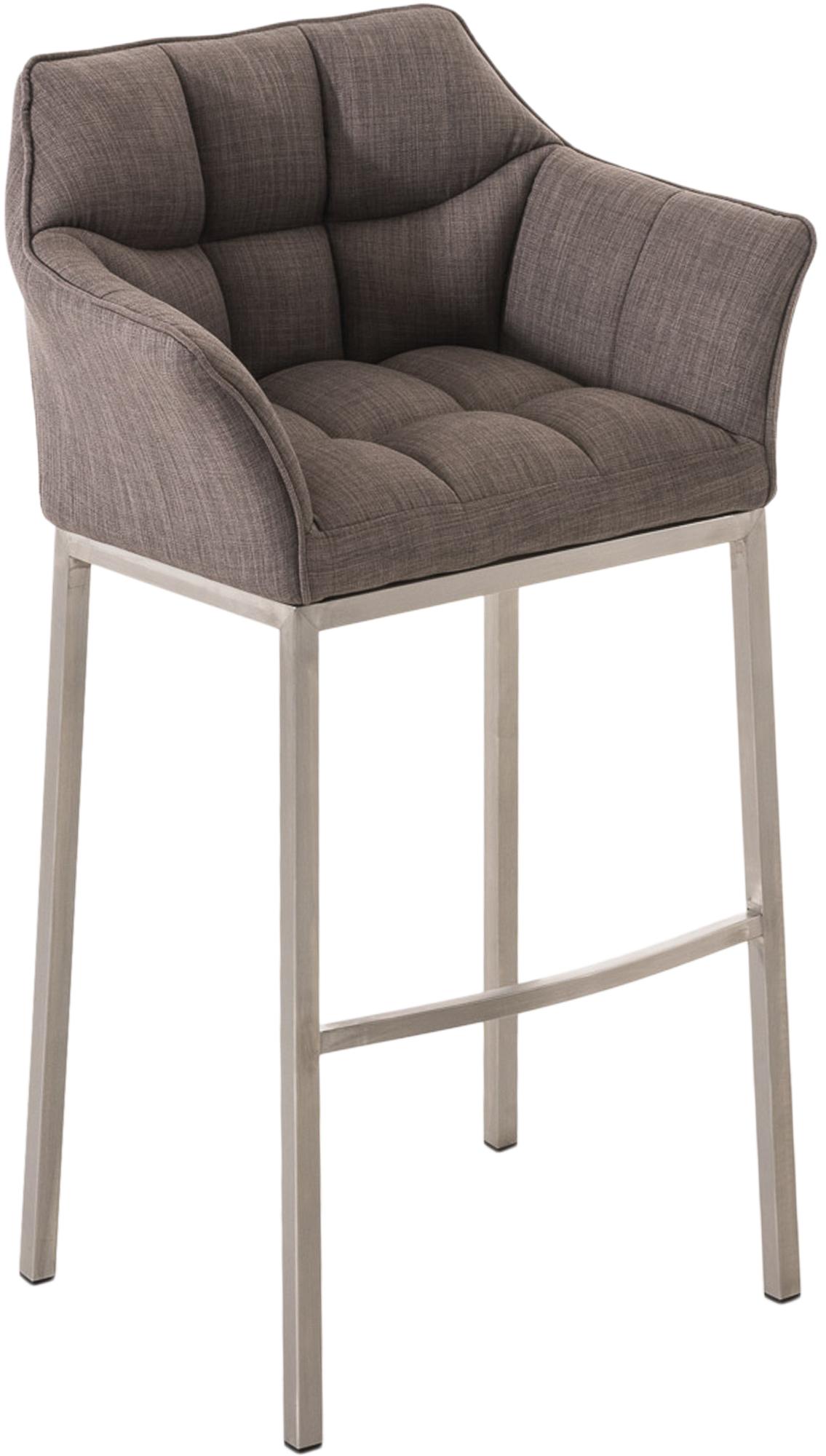 Tabouret De Bar Damaso E En Tissu Avec Structure À 4 Pieds Gris