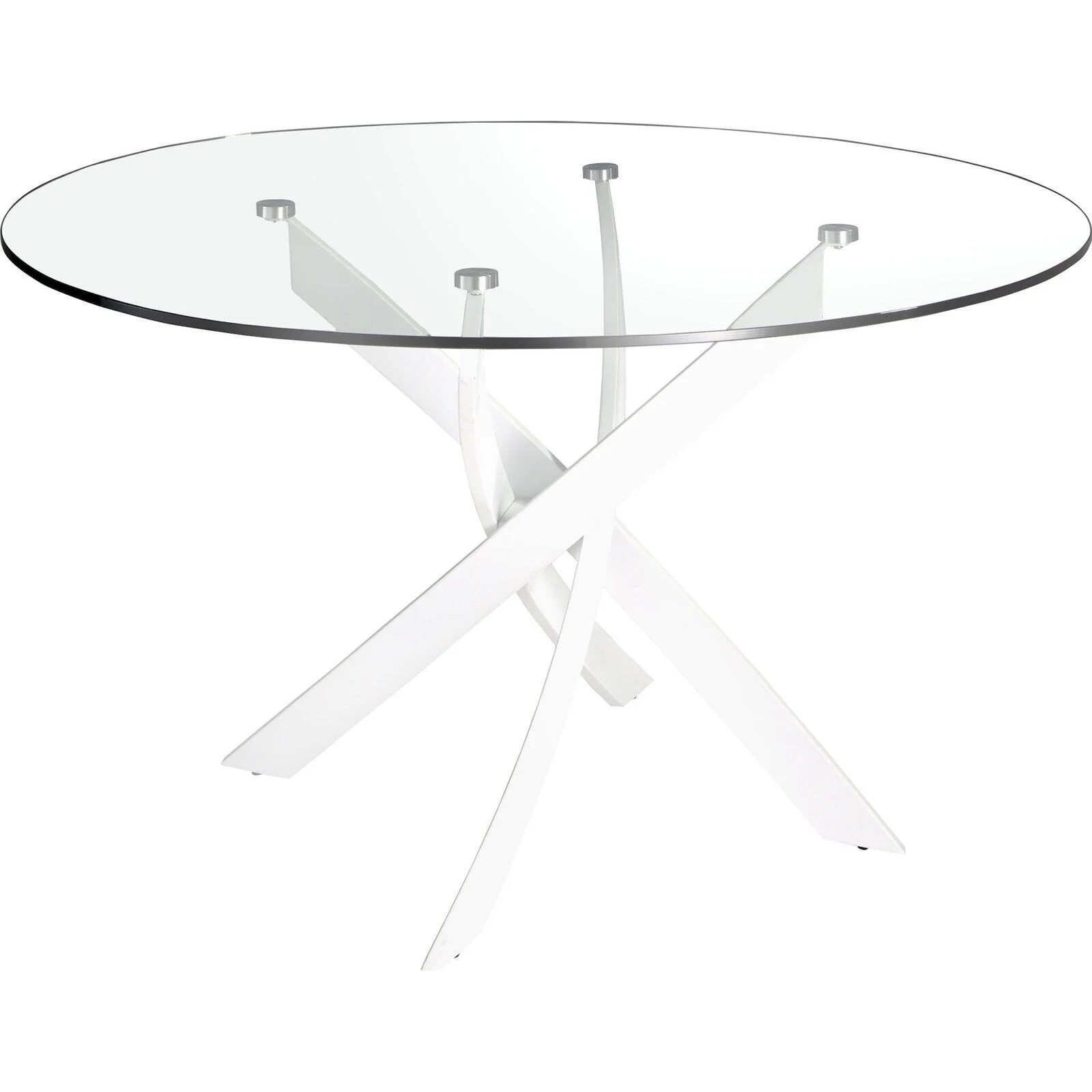 Table Ronde Design En Verre Trempé Angel Cerda - Verre Trempé Et Acier Blanc Laqué