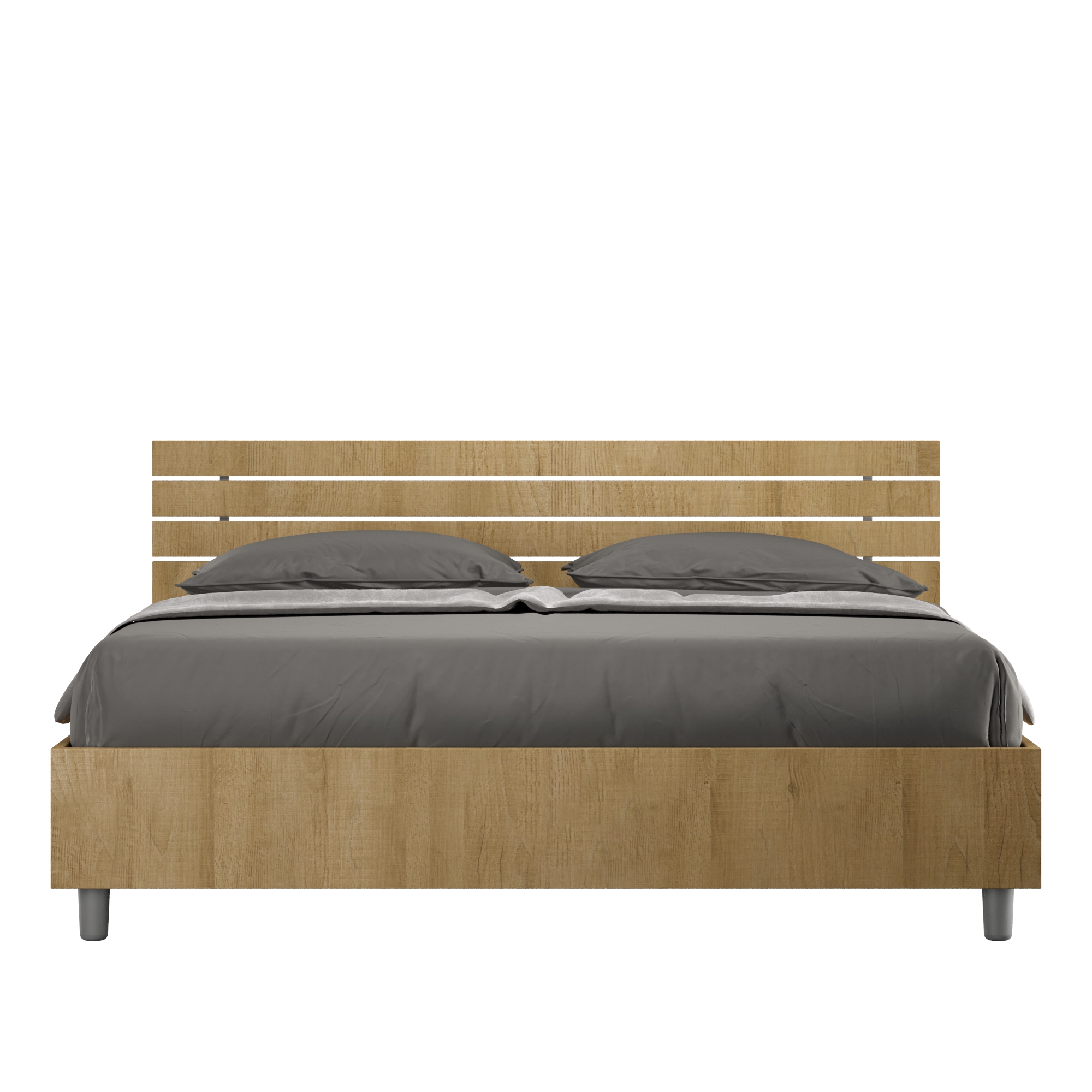 Lit Sans Sommier 160x200 Tête De Lit Droite Avec Des Lames Chêne Nature Ankel