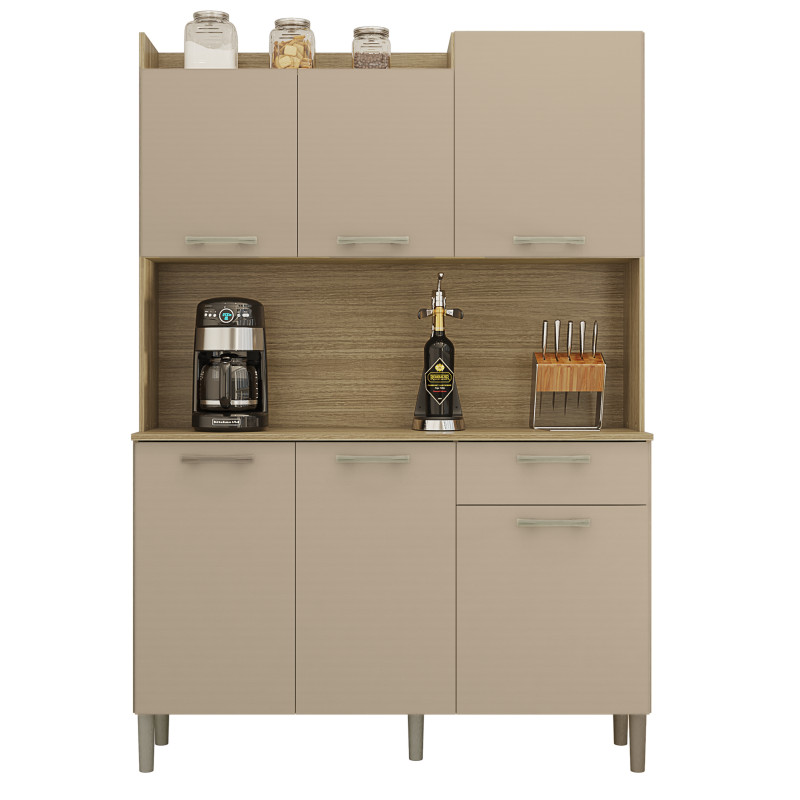 Buffet De Cuisine Beaux Meubles Pas Chers Genova 6 Portes 1 Tiroir Imitation Chêne Taupe