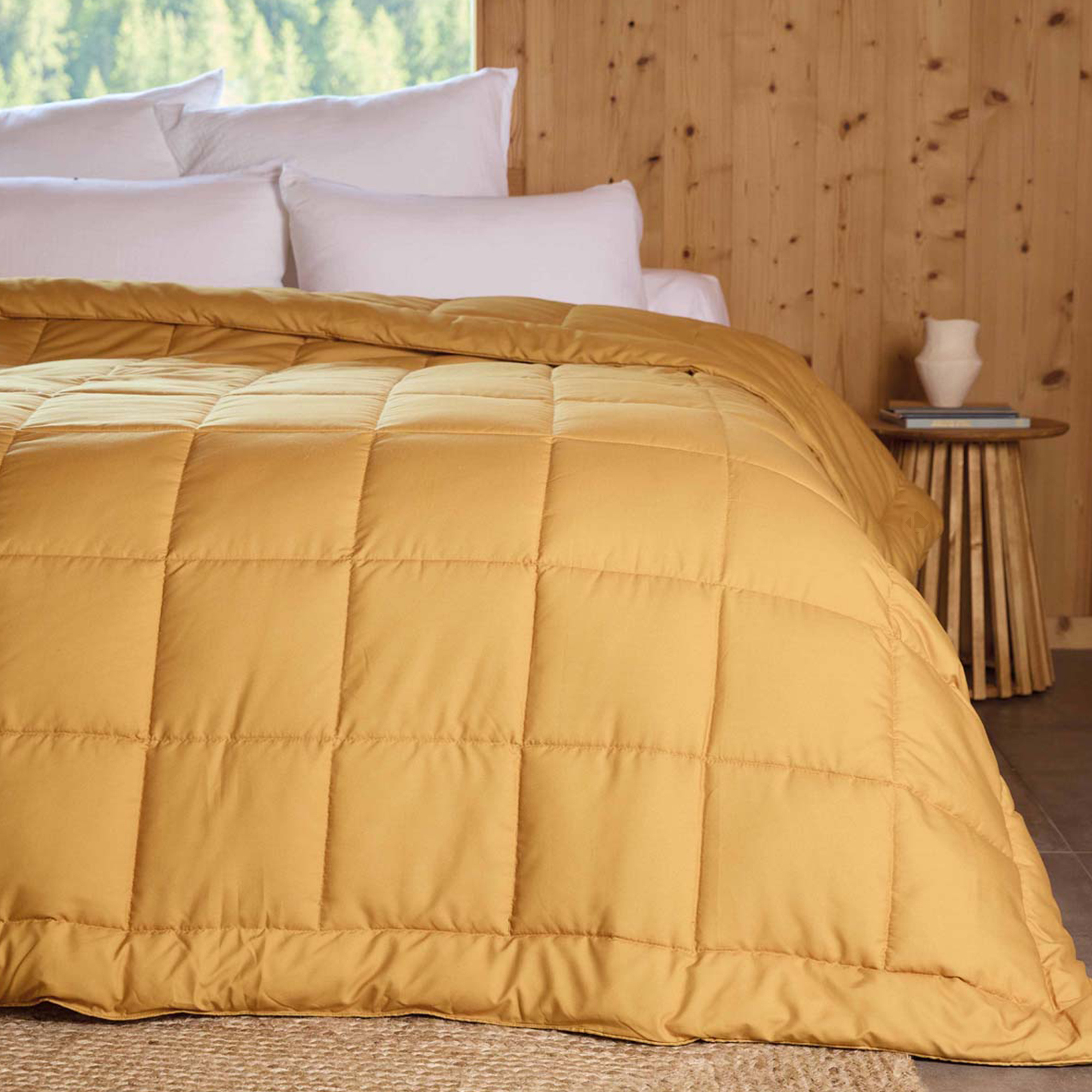 Dessus De Lit Polyester Microfibre 240x220 Cm Lazy Jaune Miel 150g/m2