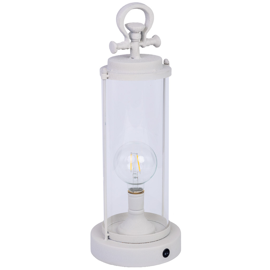 Lampe De Table En Métal Blanc 16x16x46h Cm