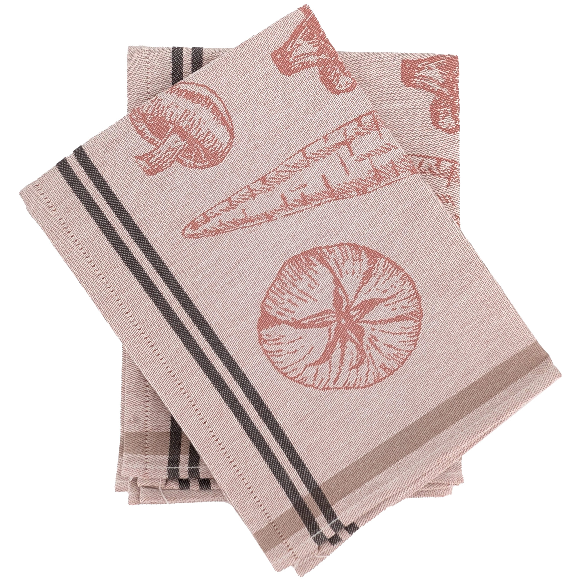 Lot De 2 Torchons De Cuisine Toile Veg 50x70 Cm Rouge Brique