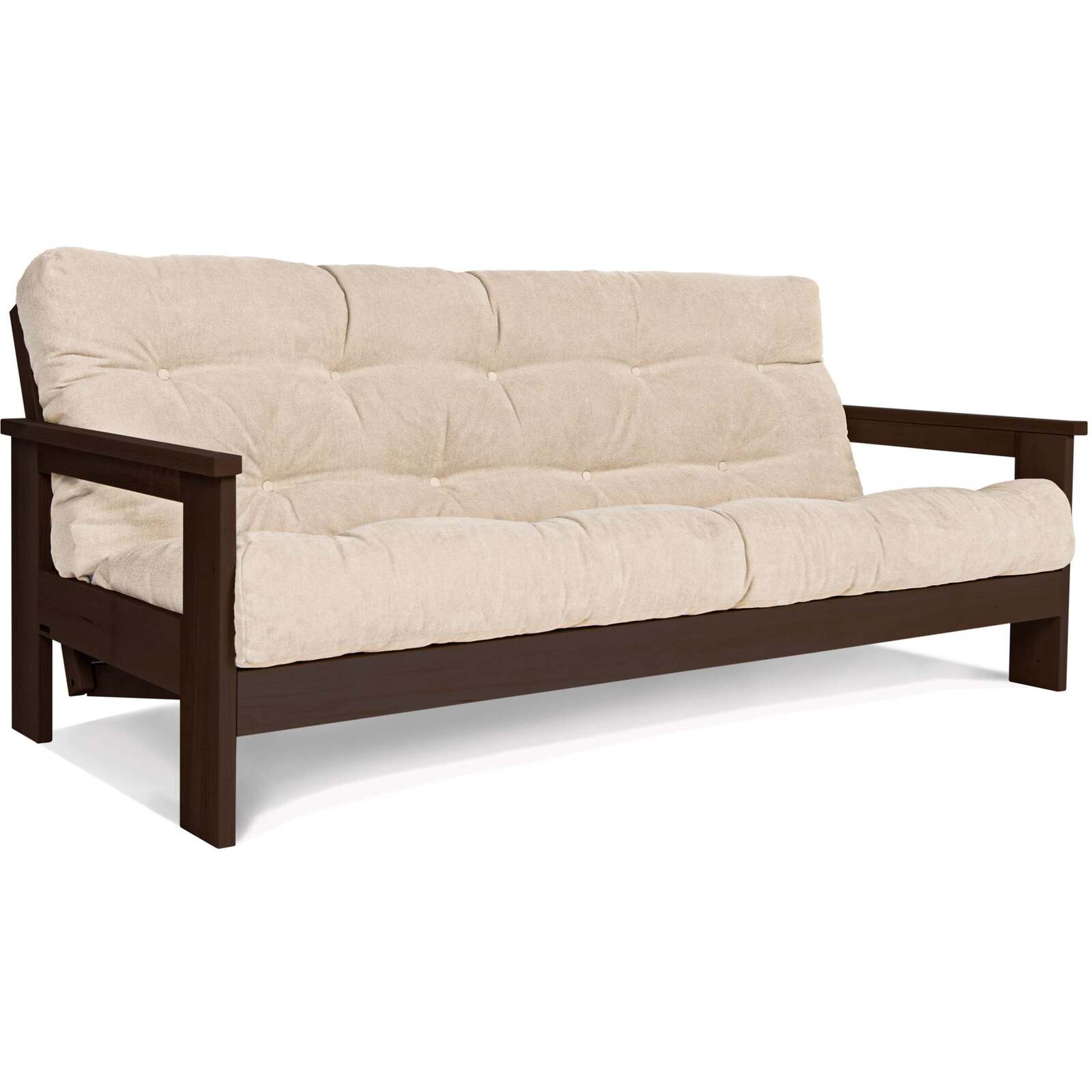 Canapé Lit Mexico - 145 X 200 Cm - Bois Clair Et Beige
