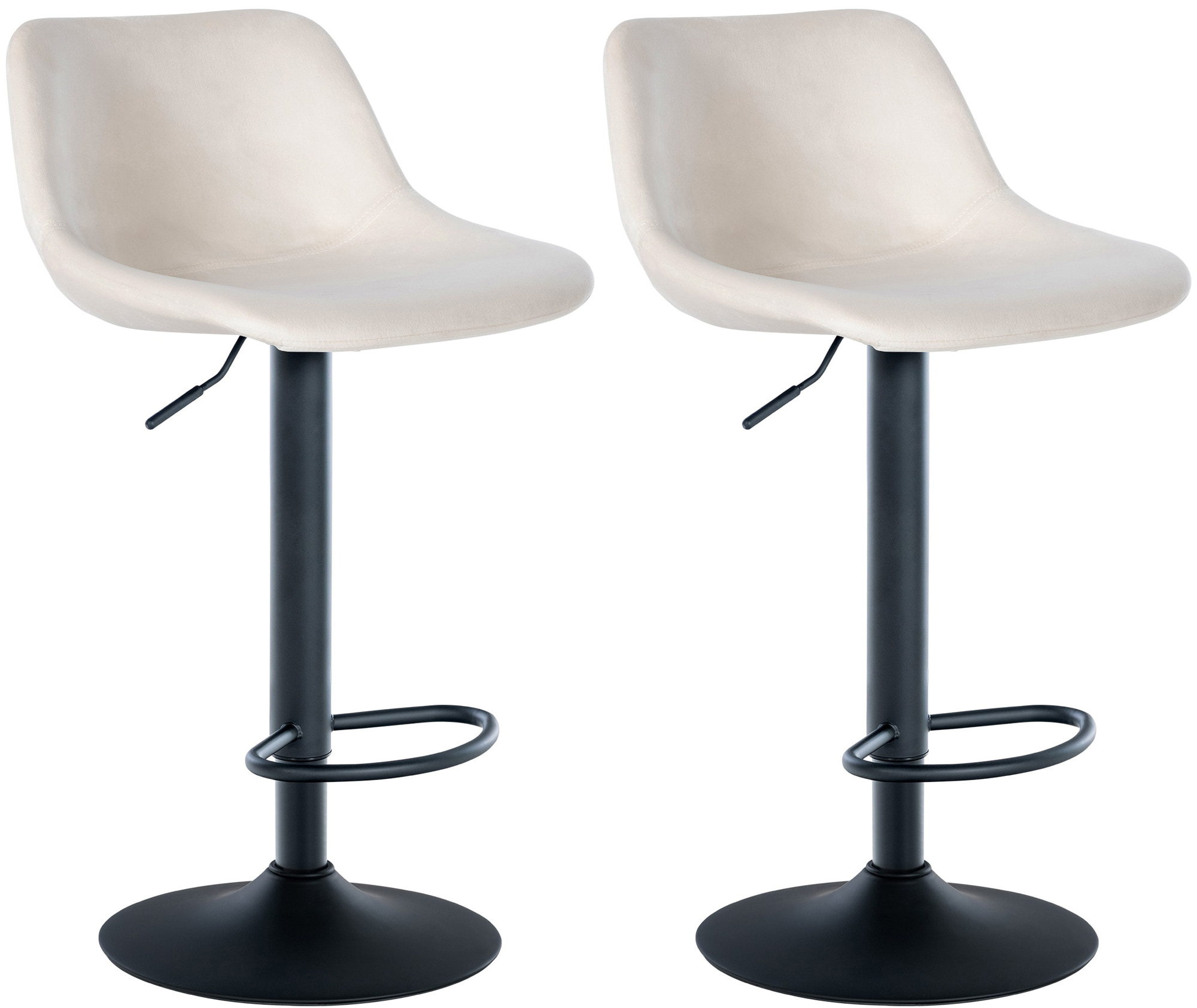 Lot De 2 Tabourets De Bar Loft Velours Crème