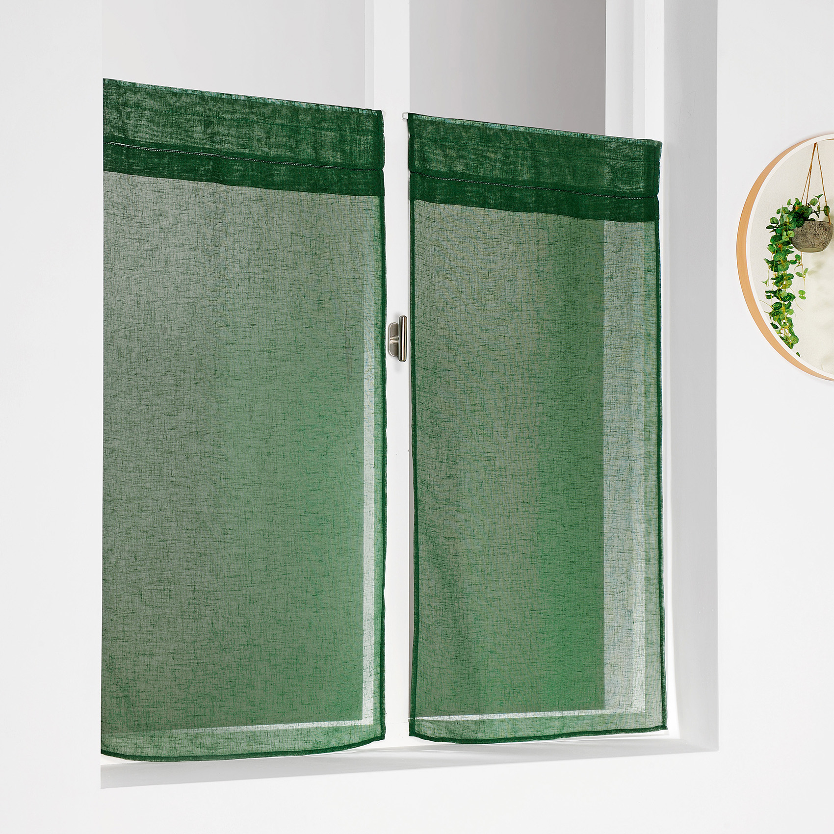 Petits Voilages Linder Poly-lin 60 X 120 Cm Vert 54% Polyester 46% Lin