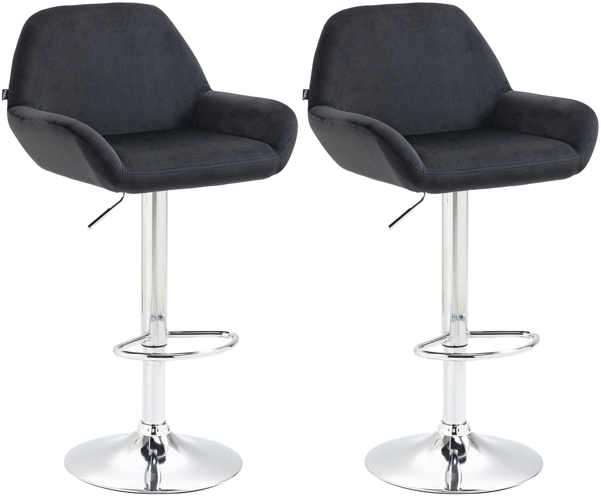Lot De 2 Tabourets De Bar Braga Velours Chrome Noir