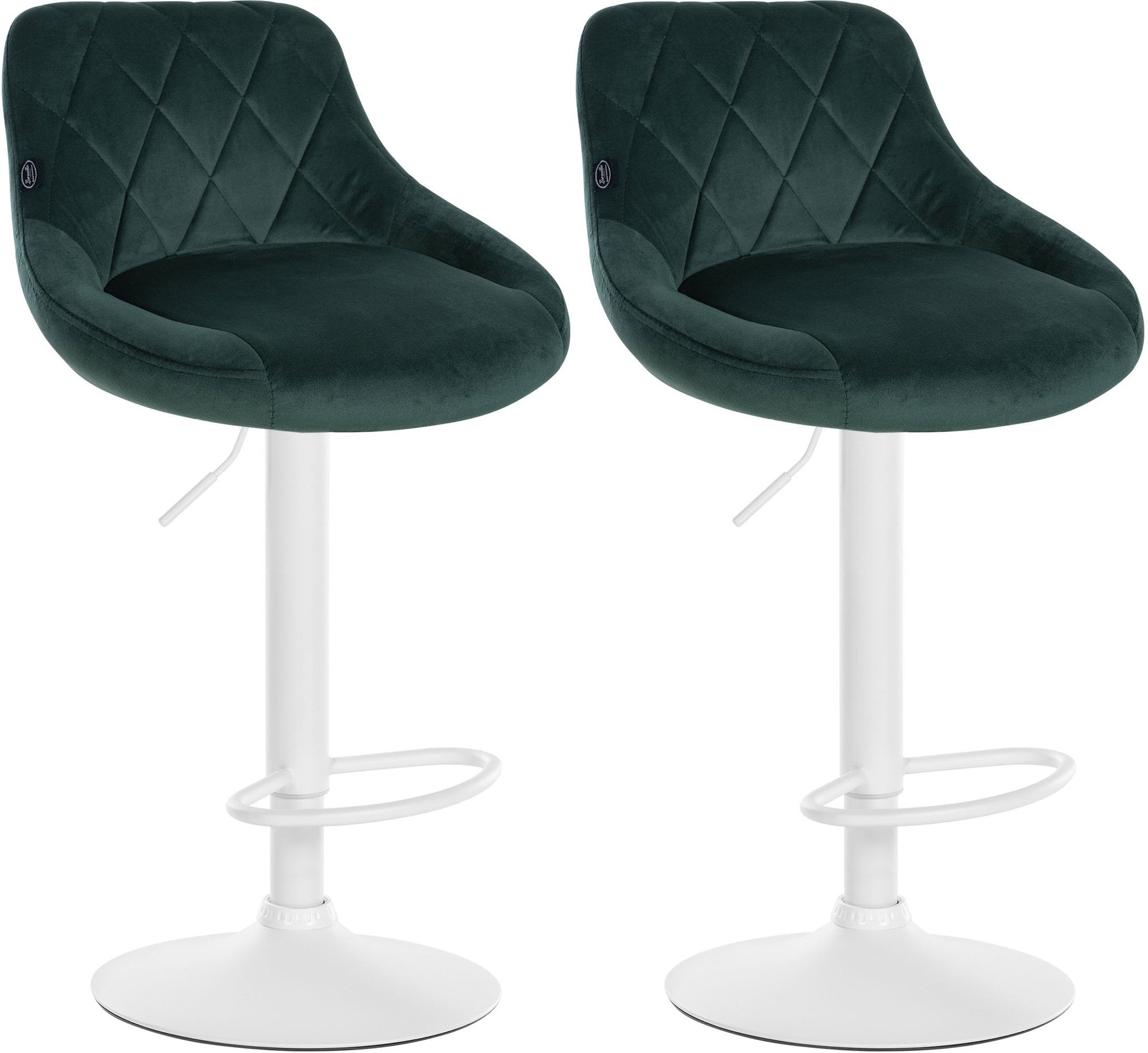 Lot De 2 Tabourets De Bar Siège Pivotant Sur 360° En Tissu Vert Foncé 10_0004271