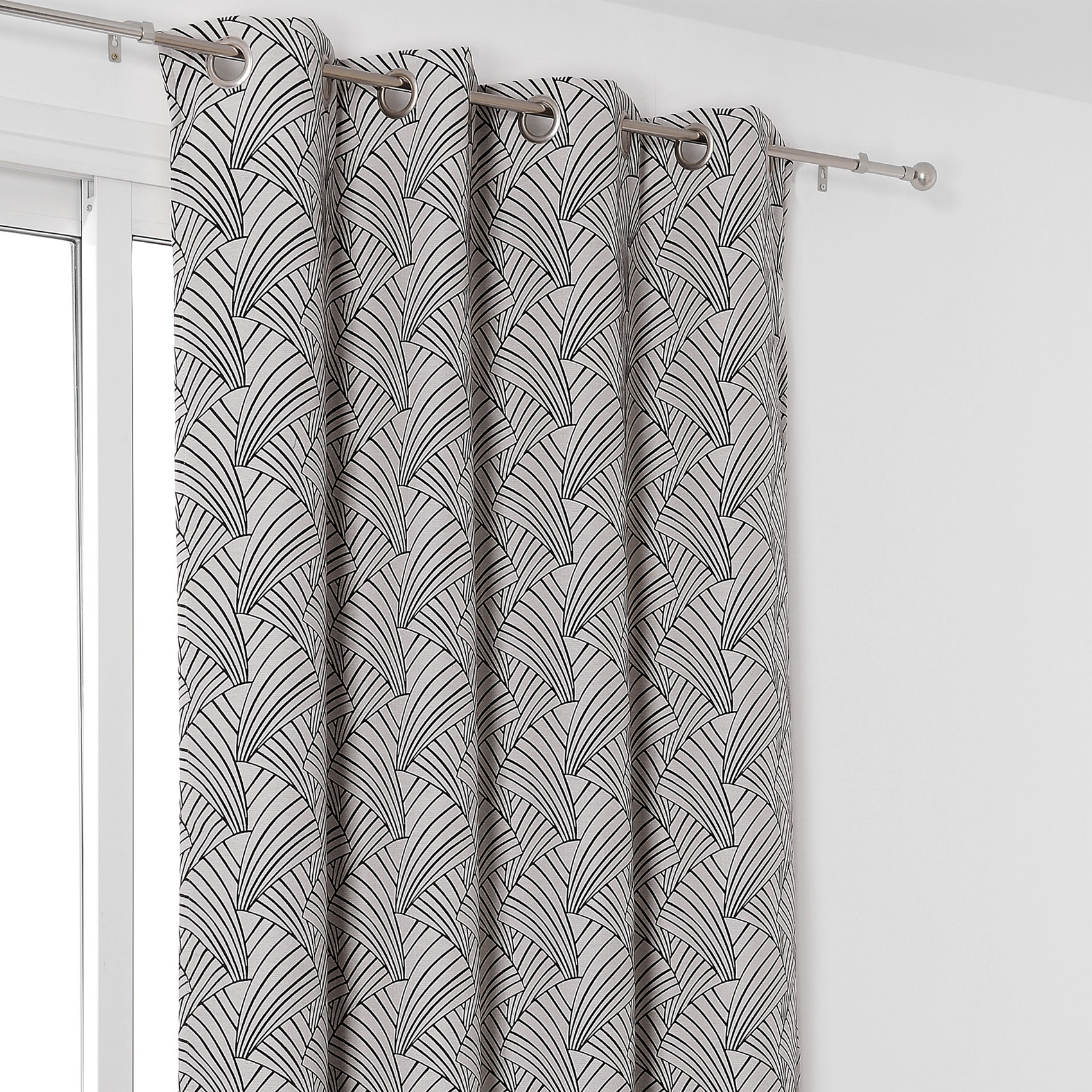 Rideau Ameublement Linder Art Déco 135 X 250 Cm Noir 100% Polyester