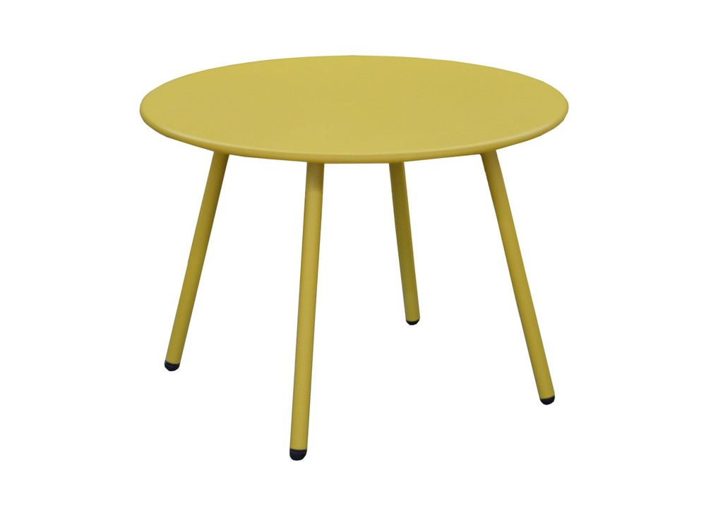 Table Basse De Jardin Ronde En Acier Rio - Moutarde Ø 50 Cm