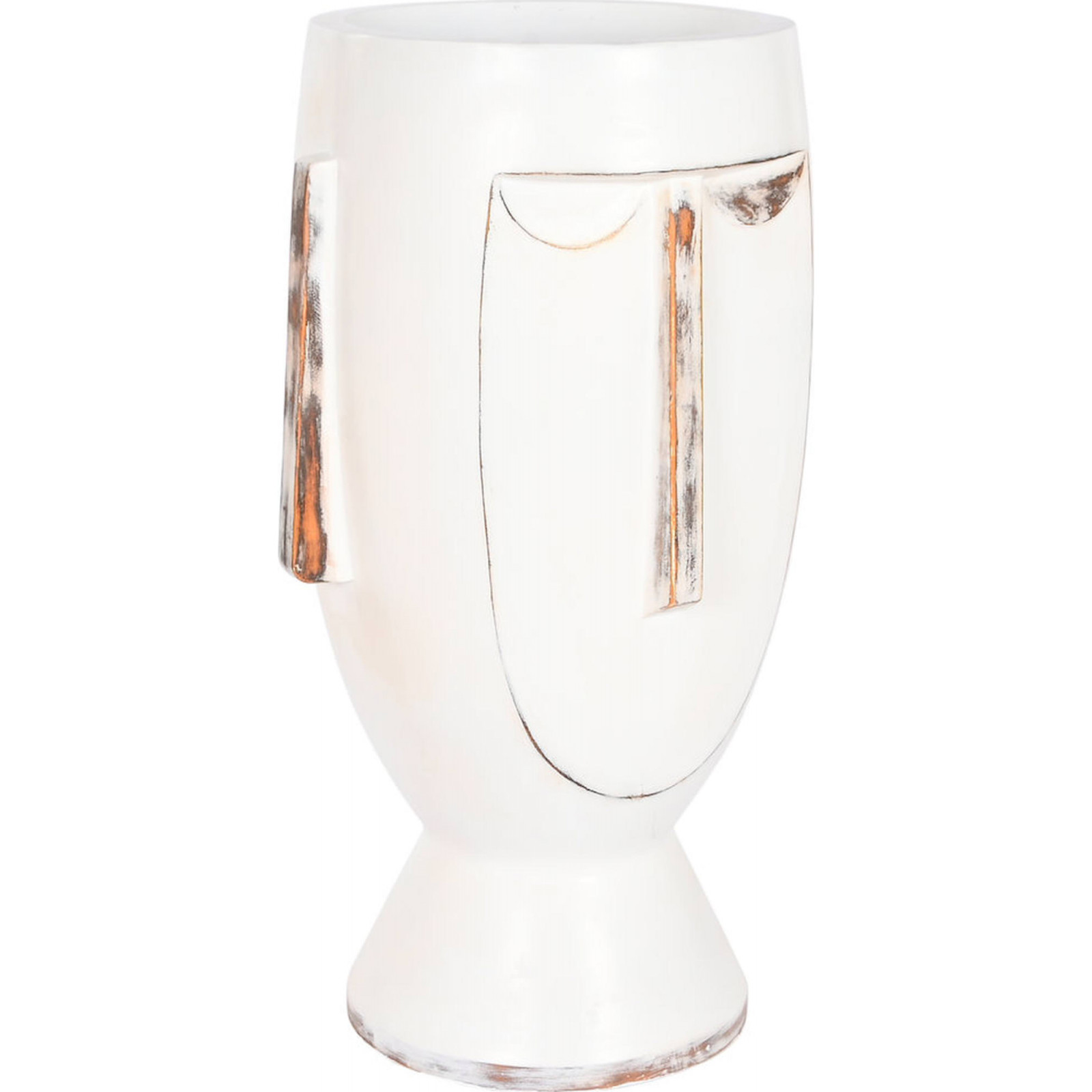 Cache-pot Design Blanc Effet Antique En Fibre De Verre - Blanc Vieilli Effet Ancien