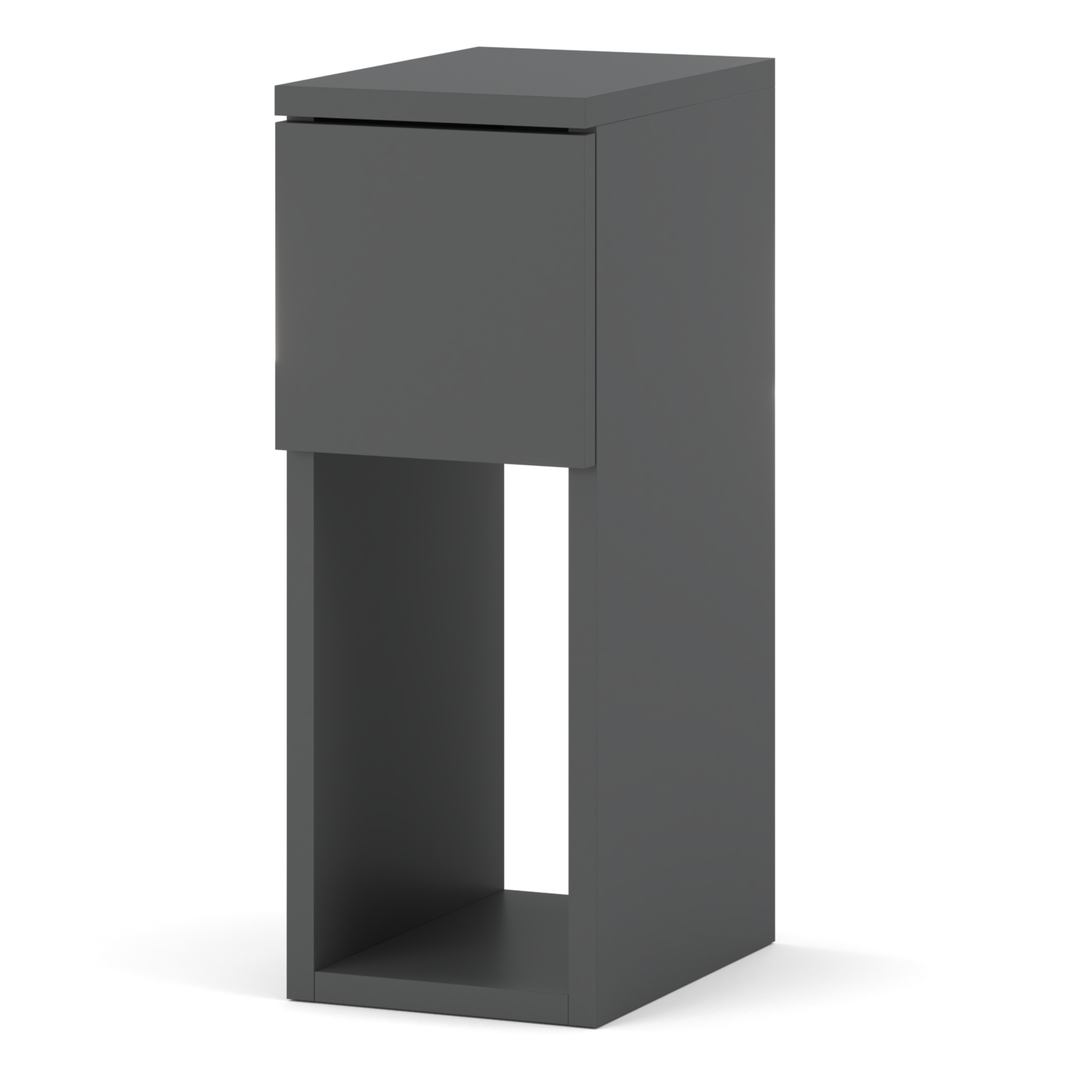 Table De Chevet Gris Mat 20 Cm - Table D'appoint Moderne Et Étroite Avec Tiroir Pour Chambre À Coucher