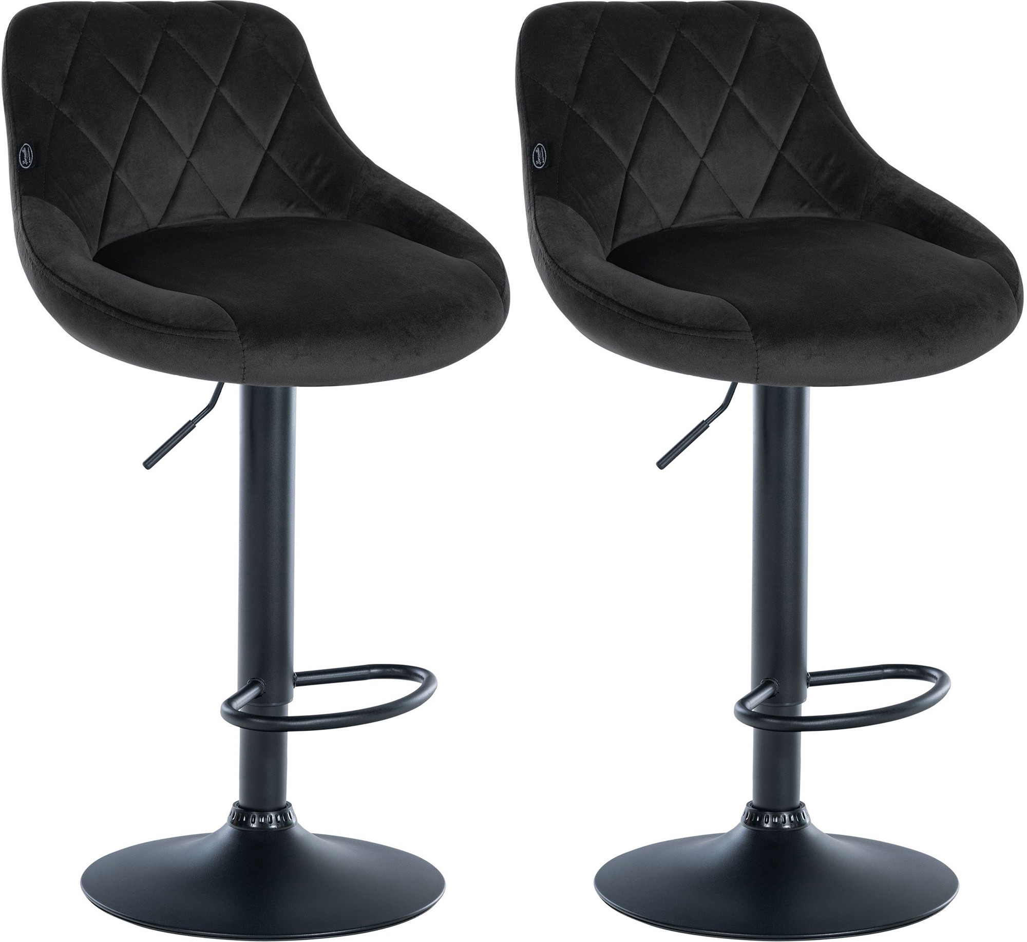 Lot De 2 Tabourets De Bar Lazio Velours Noir Noir