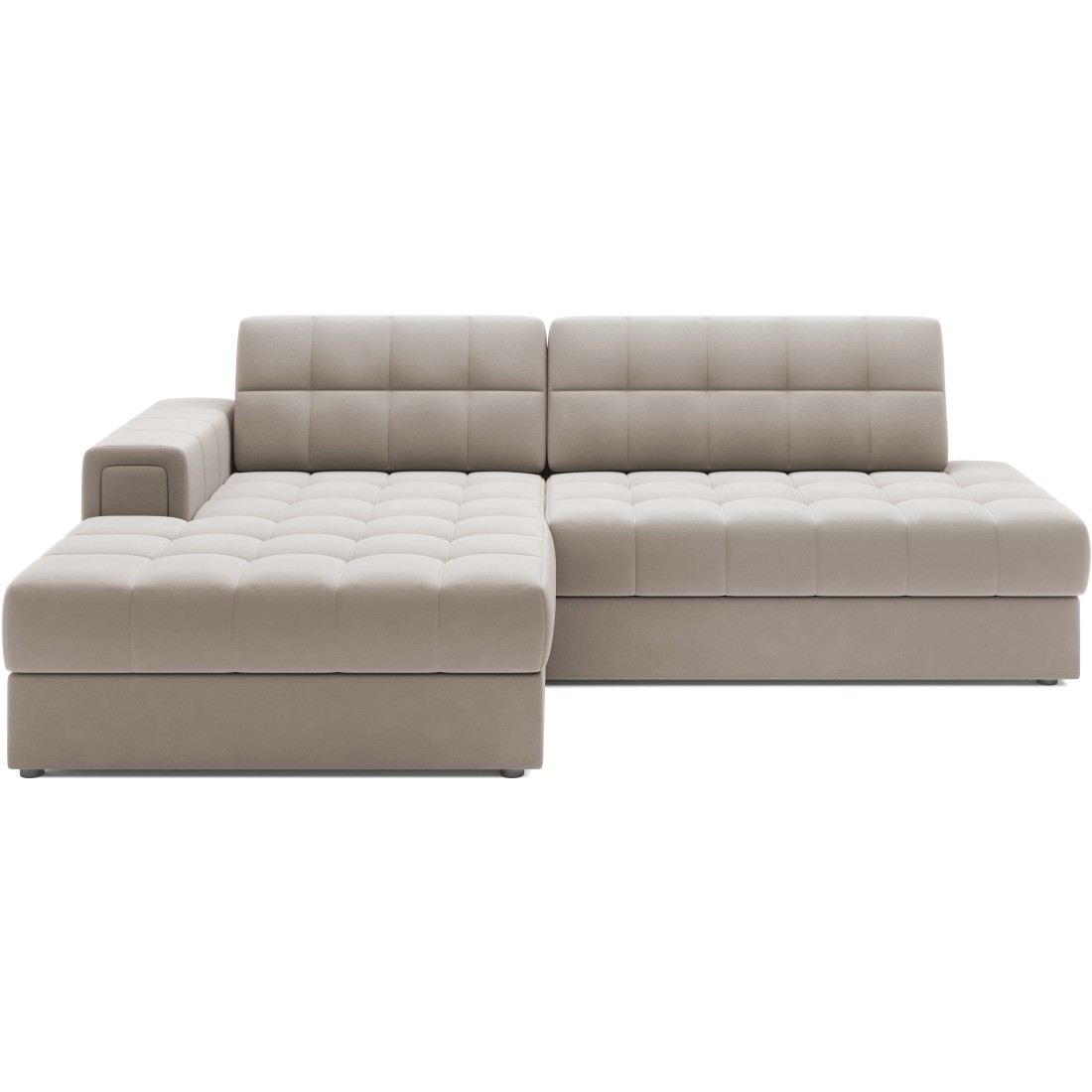 Canapé D'Angle Convertible Cubito Beige 240 Cm Avec Coffre De Rangement Et Couchage