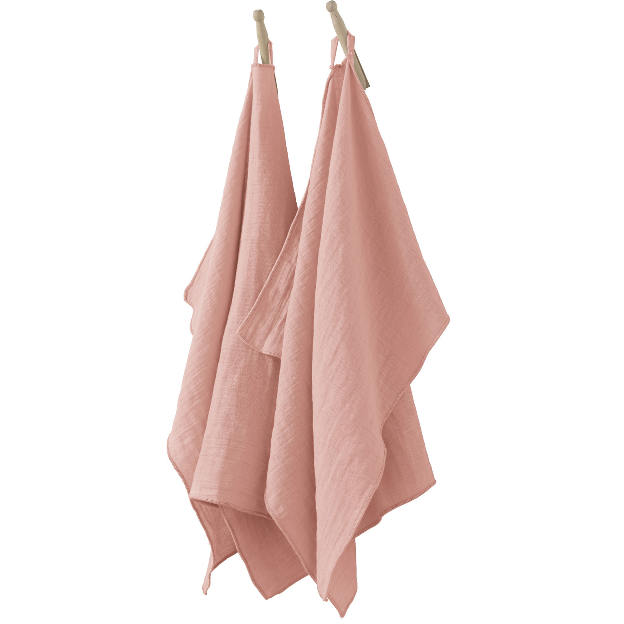 Lot De 2 Essuie-mains 50x70 Cm Gaze De Coton Rose