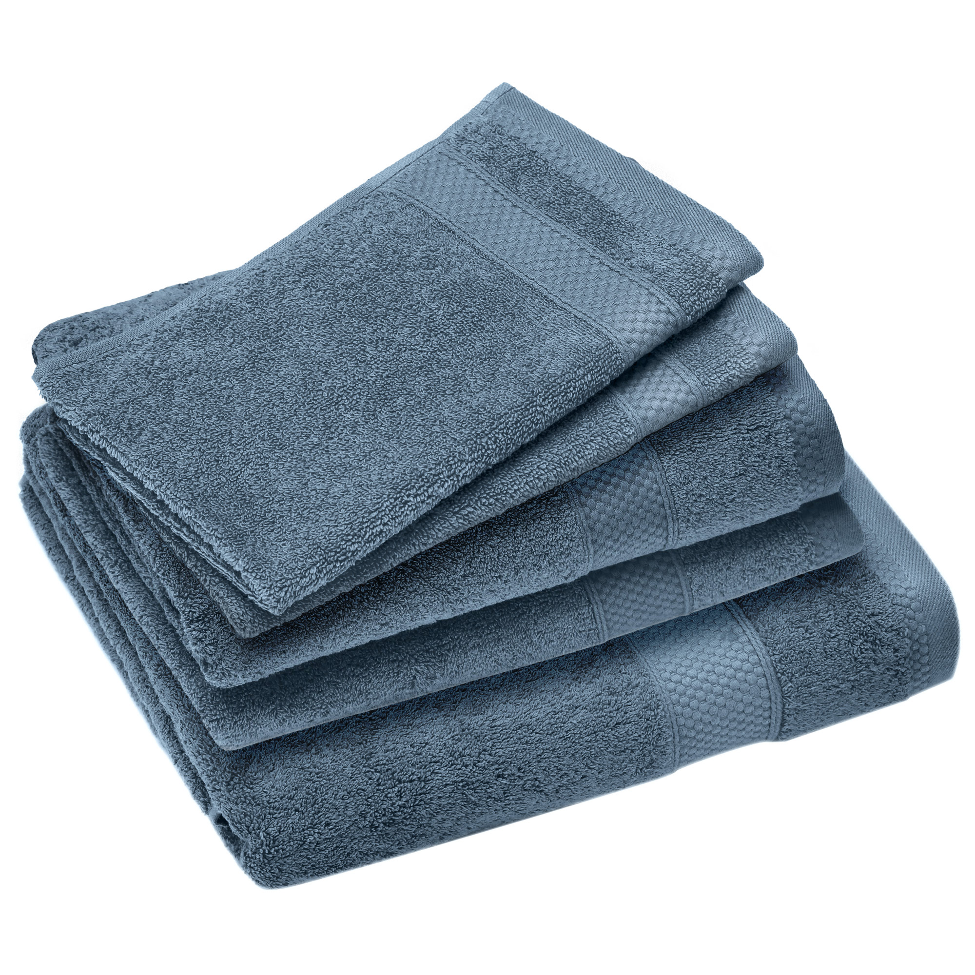 Parure De Bain Coton 550g/m2 Naïa Par Lot De 5 Bleu Orage