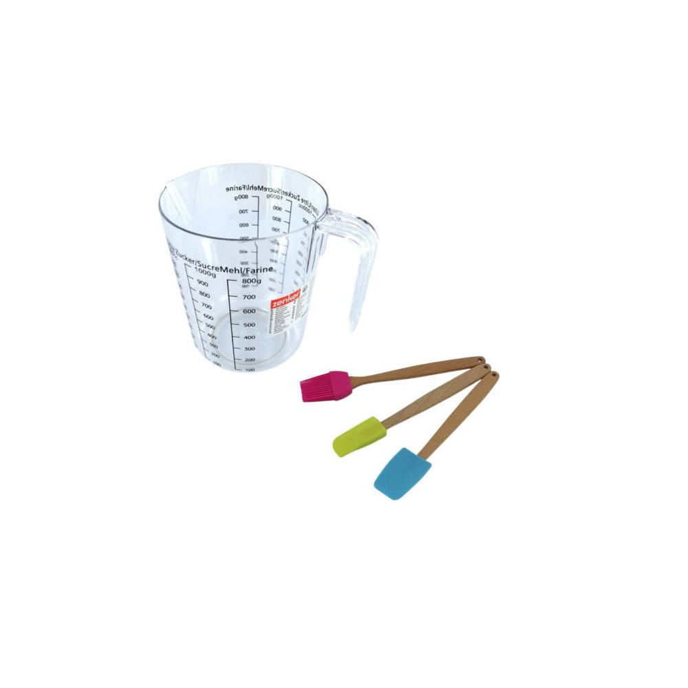 Kit Smart Pastry Zenker Verre Doseur 0,5 L Accessoires Pâtisserie Bois Silicone Multicolore