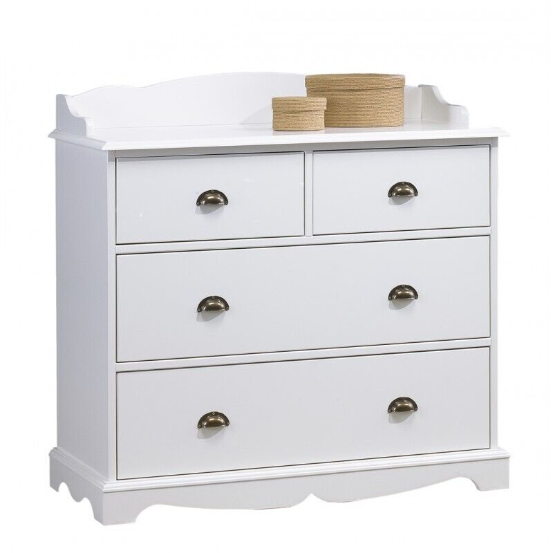 Commode Beaux Meubles Pas Chers 4 Tiroirs Crédence Blanche Mdf Pin Massif