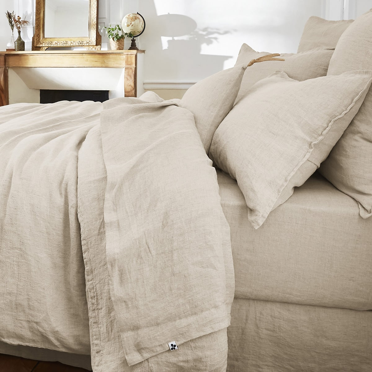 Margaux - Drap Plat 240x300cm Lin Lavé Coloris Sable