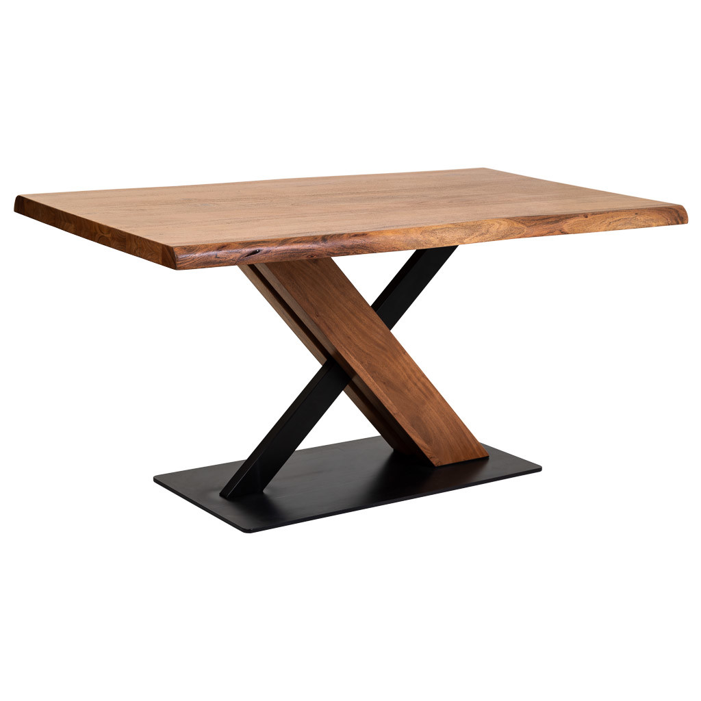 Table À Manger Live Edge En Bois D'acacia Finition Teck 160x90x76