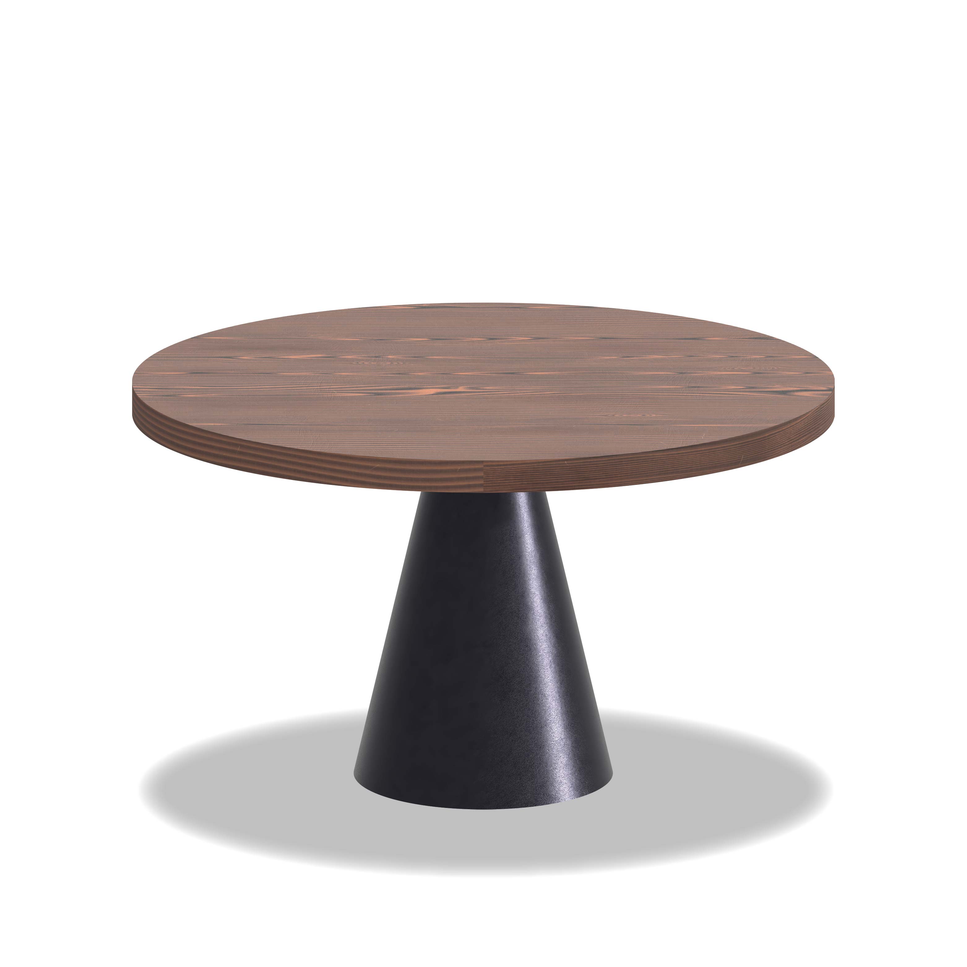 Artù Black - Table Ronde Ø 120 Cm En Bois Stratifié Avec Base En Cône En Métal, Couleur Bois Foncé