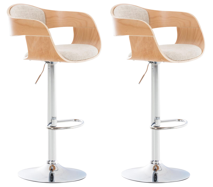 Lot De 2 Tabourets De Bar Kingston C Tissu Nature/crème